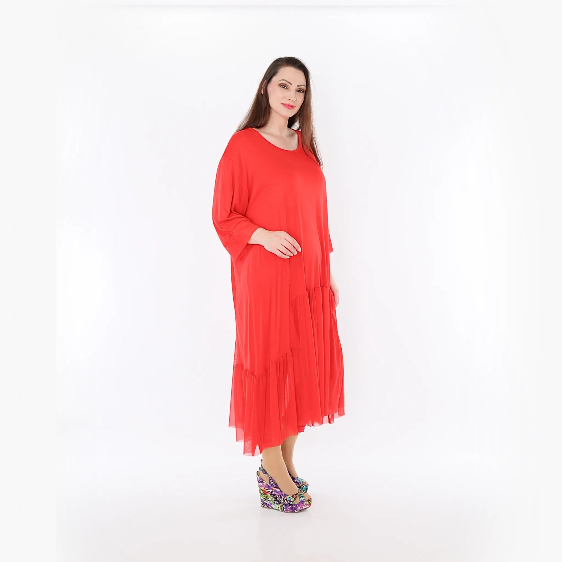  A-Form Kleid von AKH Fashion aus Materialmix, 1457.07048, Rot, Ausgefallen, Zeitlos