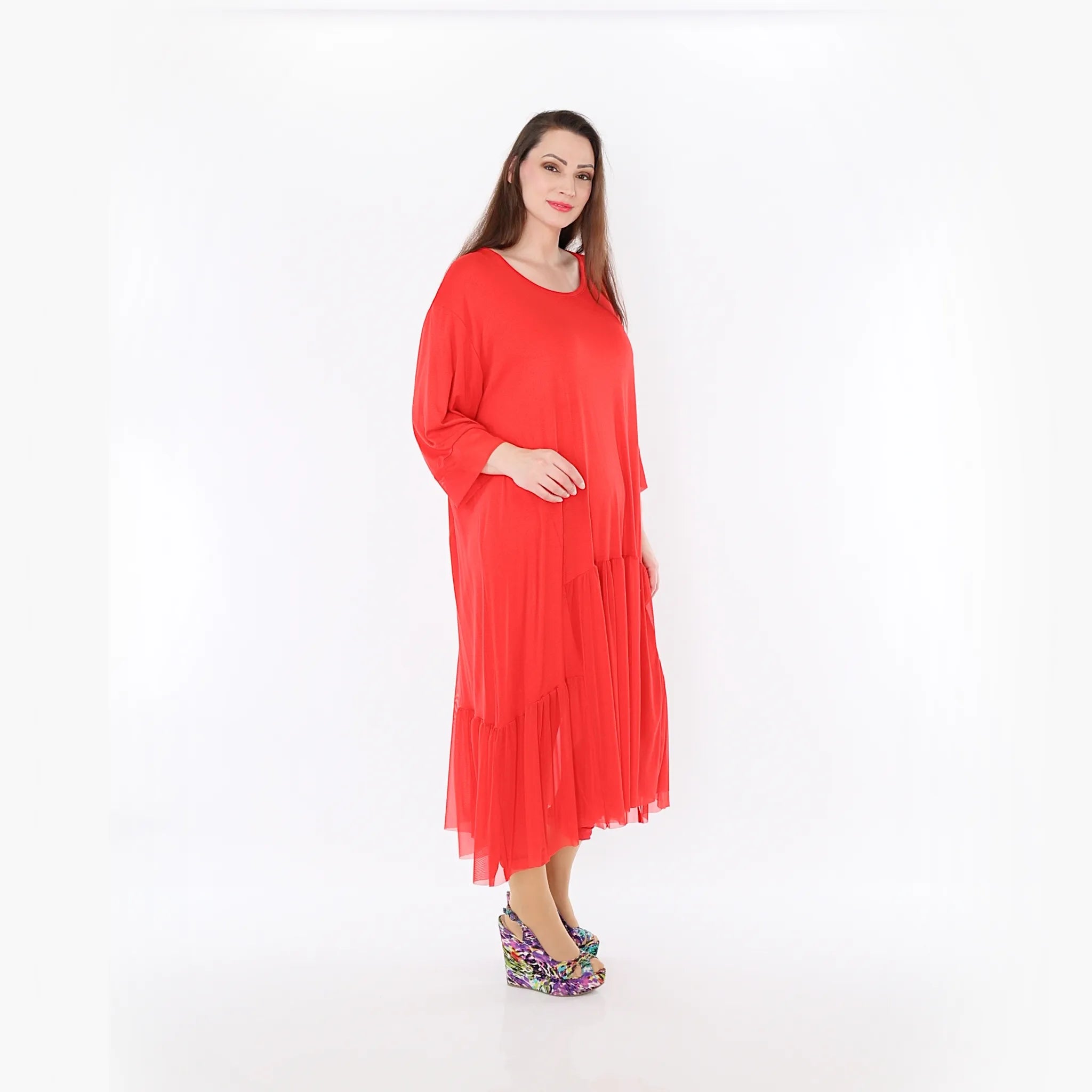  A-Form Kleid von AKH Fashion aus Materialmix, 1457.07048, Rot, Ausgefallen, Zeitlos