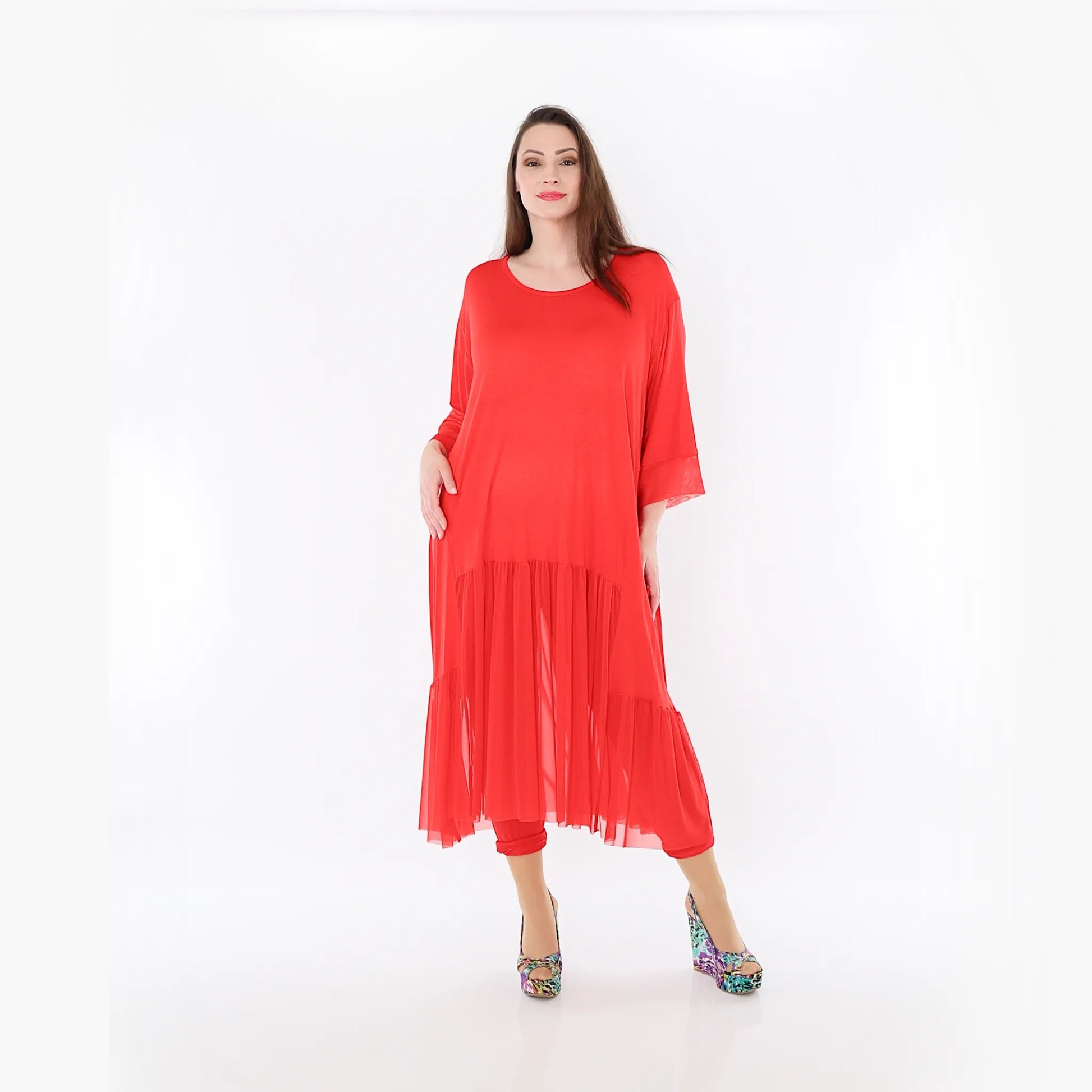  A-Form Kleid von AKH Fashion aus Materialmix, 1457.07048, Rot, Ausgefallen, Zeitlos