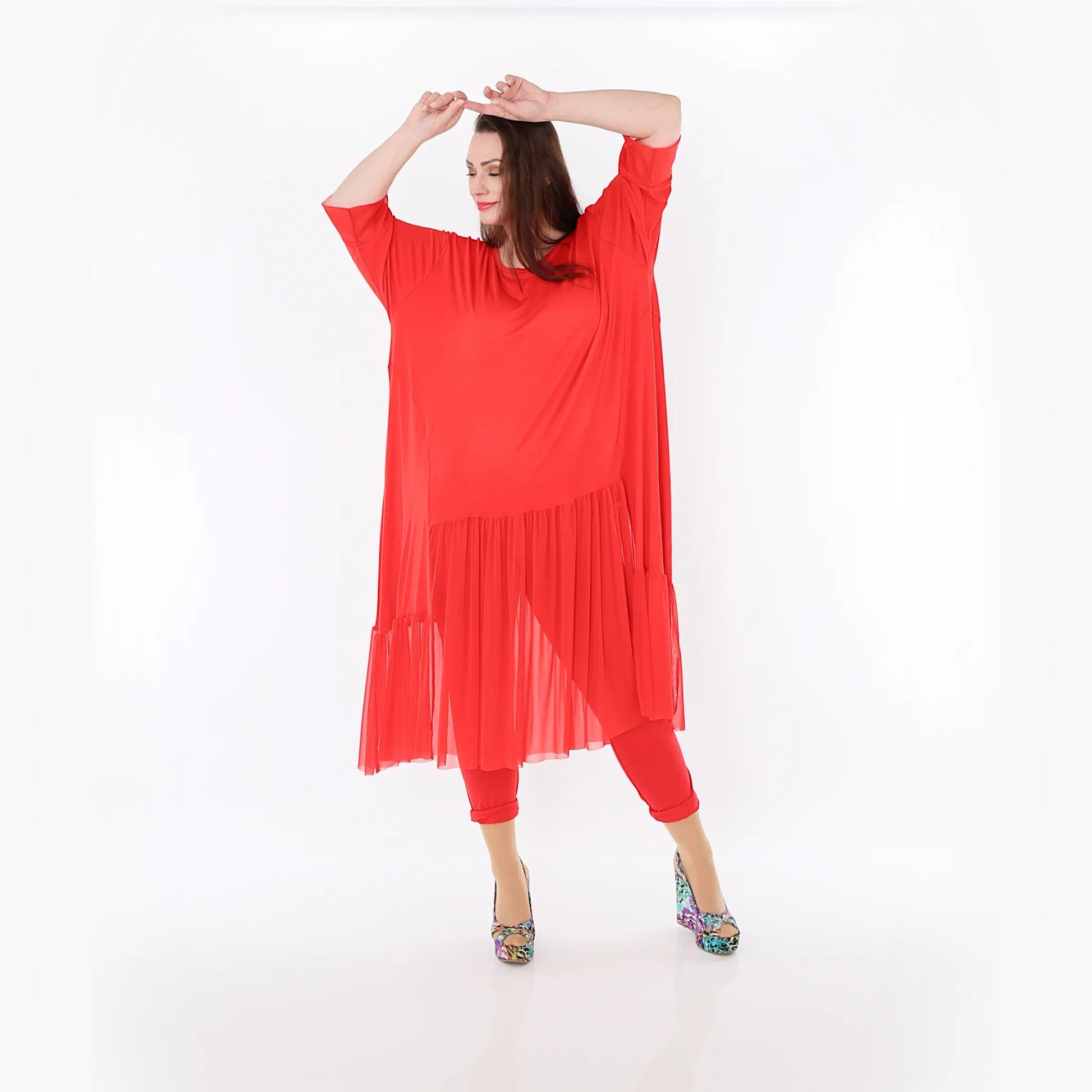  A-Form Kleid von AKH Fashion aus Materialmix, 1457.07048, Rot, Ausgefallen, Zeitlos