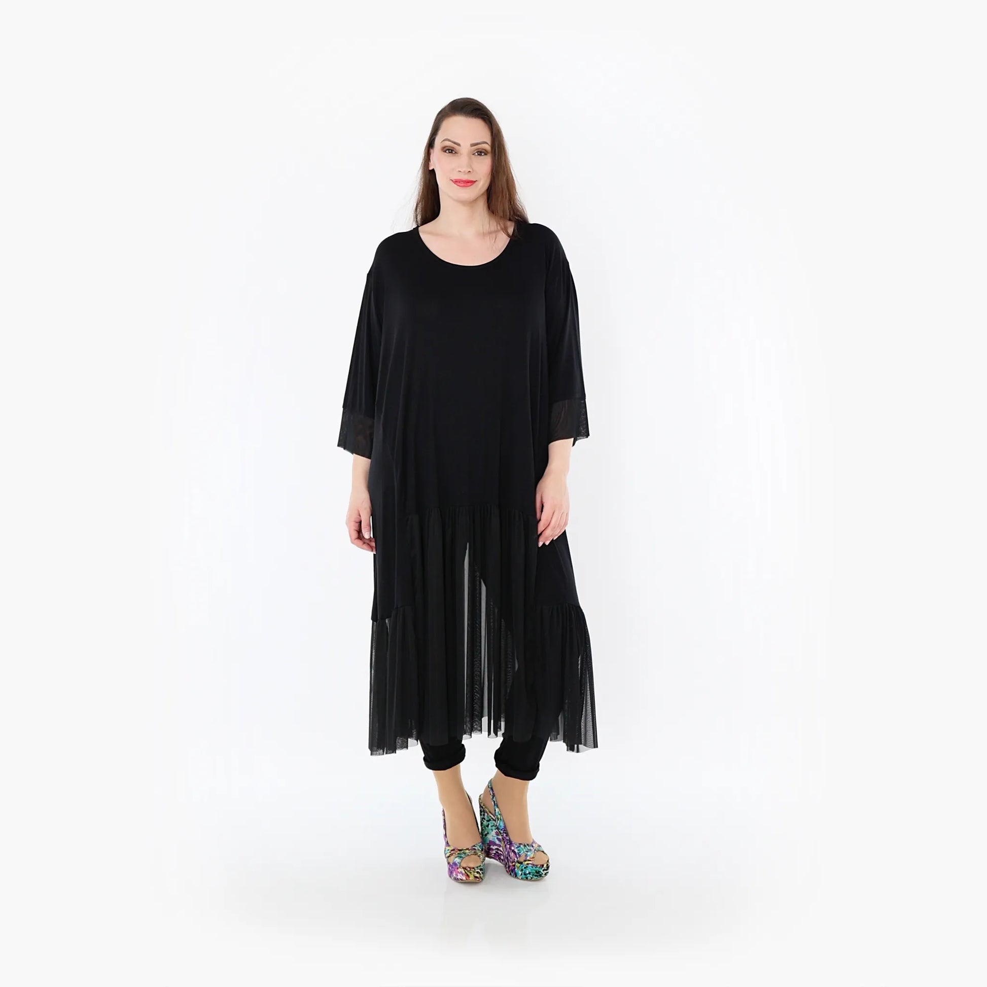  A-Form Kleid von AKH Fashion aus Materialmix, 1457.07048, Schwarz, Ausgefallen, Zeitlos