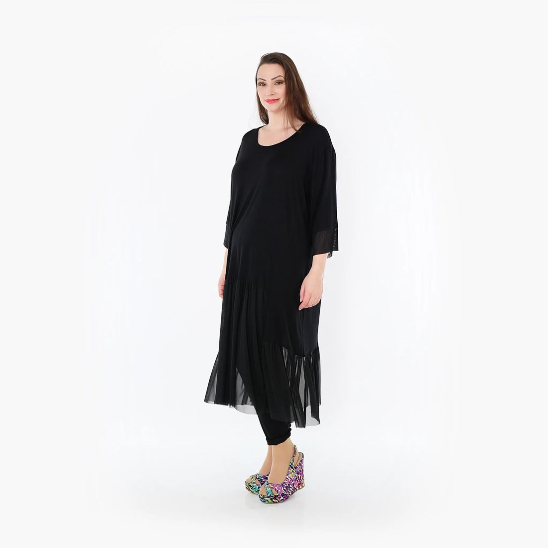  A-Form Kleid von AKH Fashion aus Materialmix, 1457.07048, Schwarz, Ausgefallen, Zeitlos