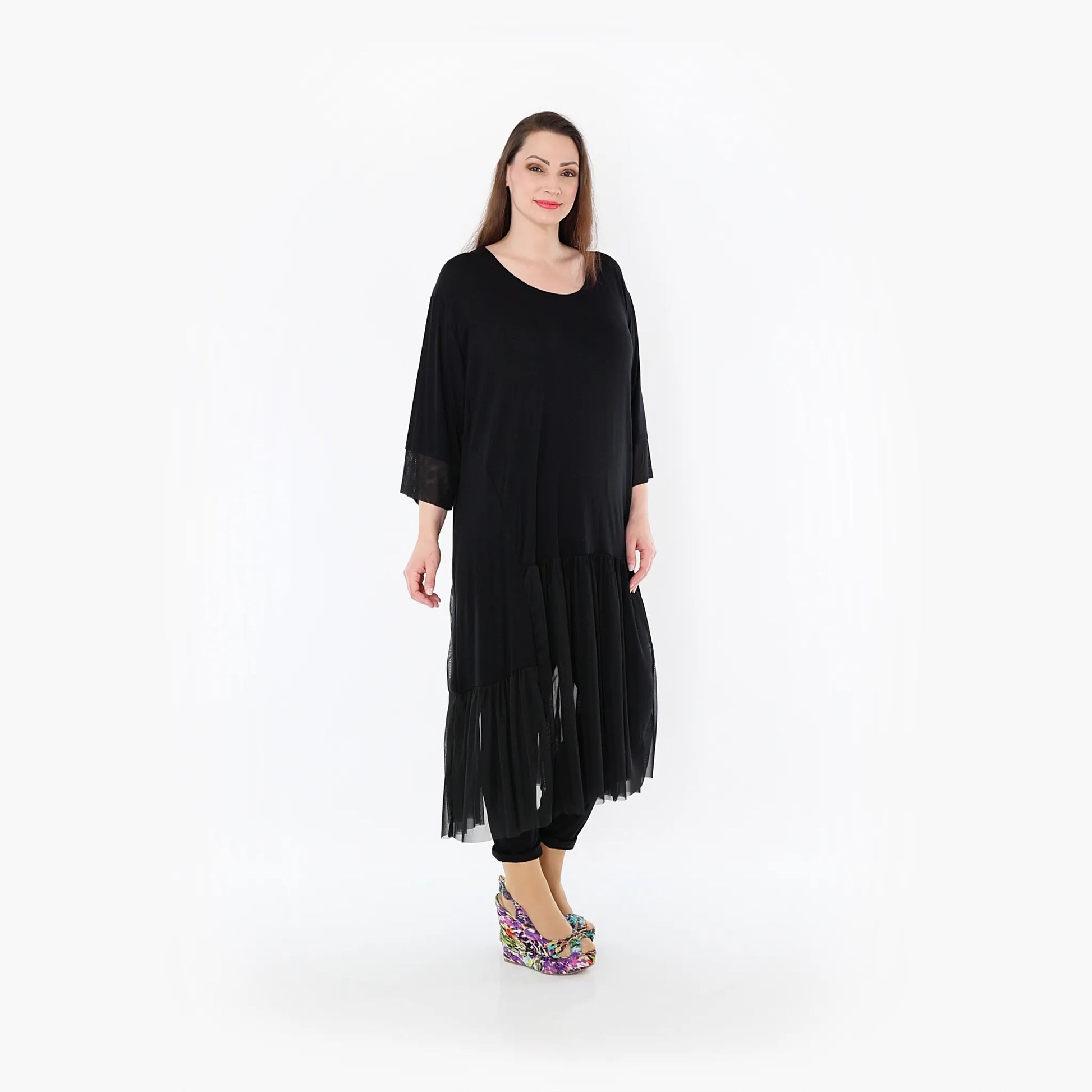  A-Form Kleid von AKH Fashion aus Materialmix, 1457.07048, Schwarz, Ausgefallen, Zeitlos