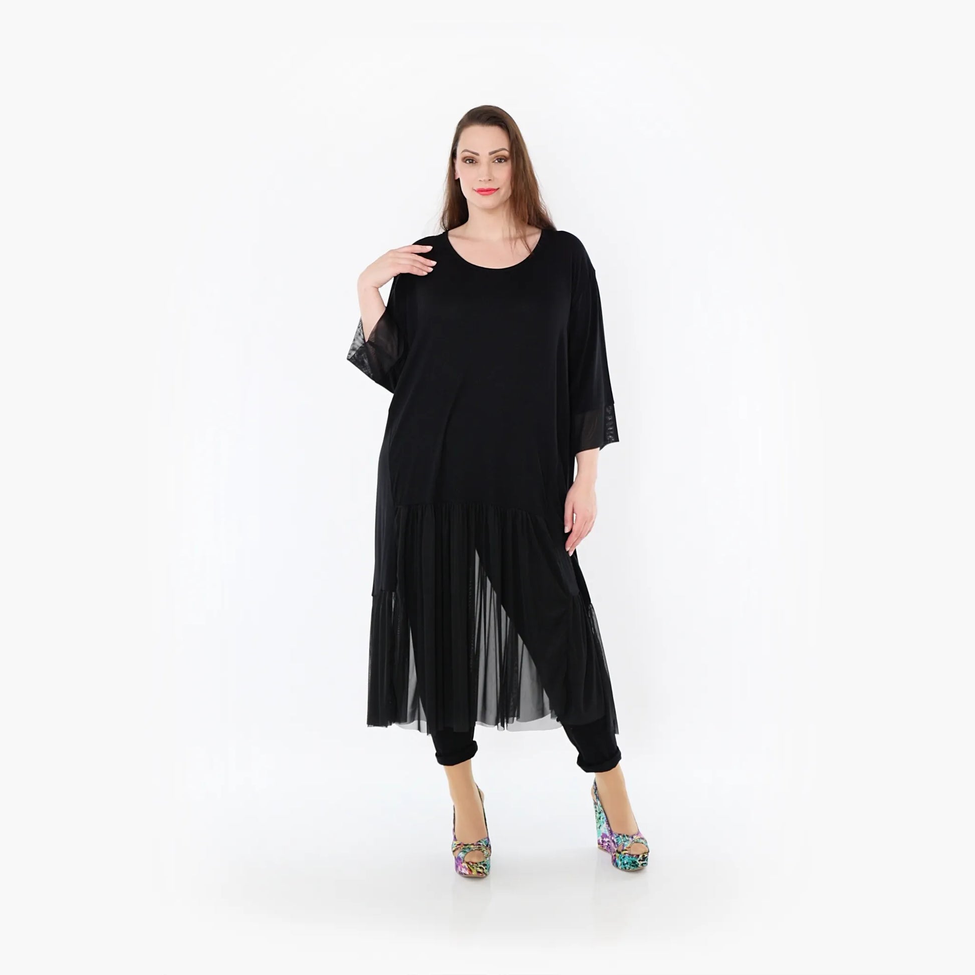  A-Form Kleid von AKH Fashion aus Materialmix, 1457.07048, Schwarz, Ausgefallen, Zeitlos