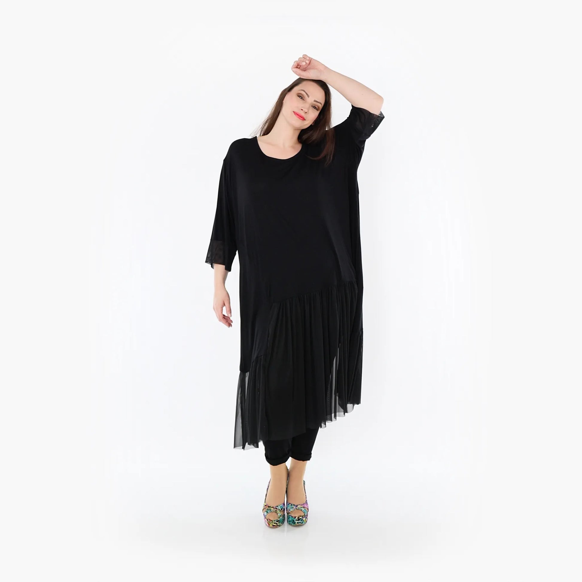  A-Form Kleid von AKH Fashion aus Materialmix, 1457.07048, Schwarz, Ausgefallen, Zeitlos