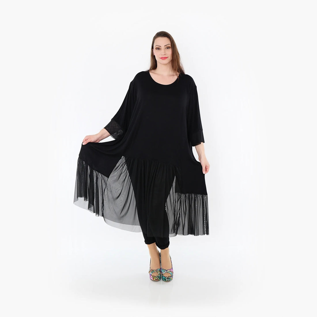  A-Form Kleid von AKH Fashion aus Materialmix, 1457.07048, Schwarz, Ausgefallen, Zeitlos