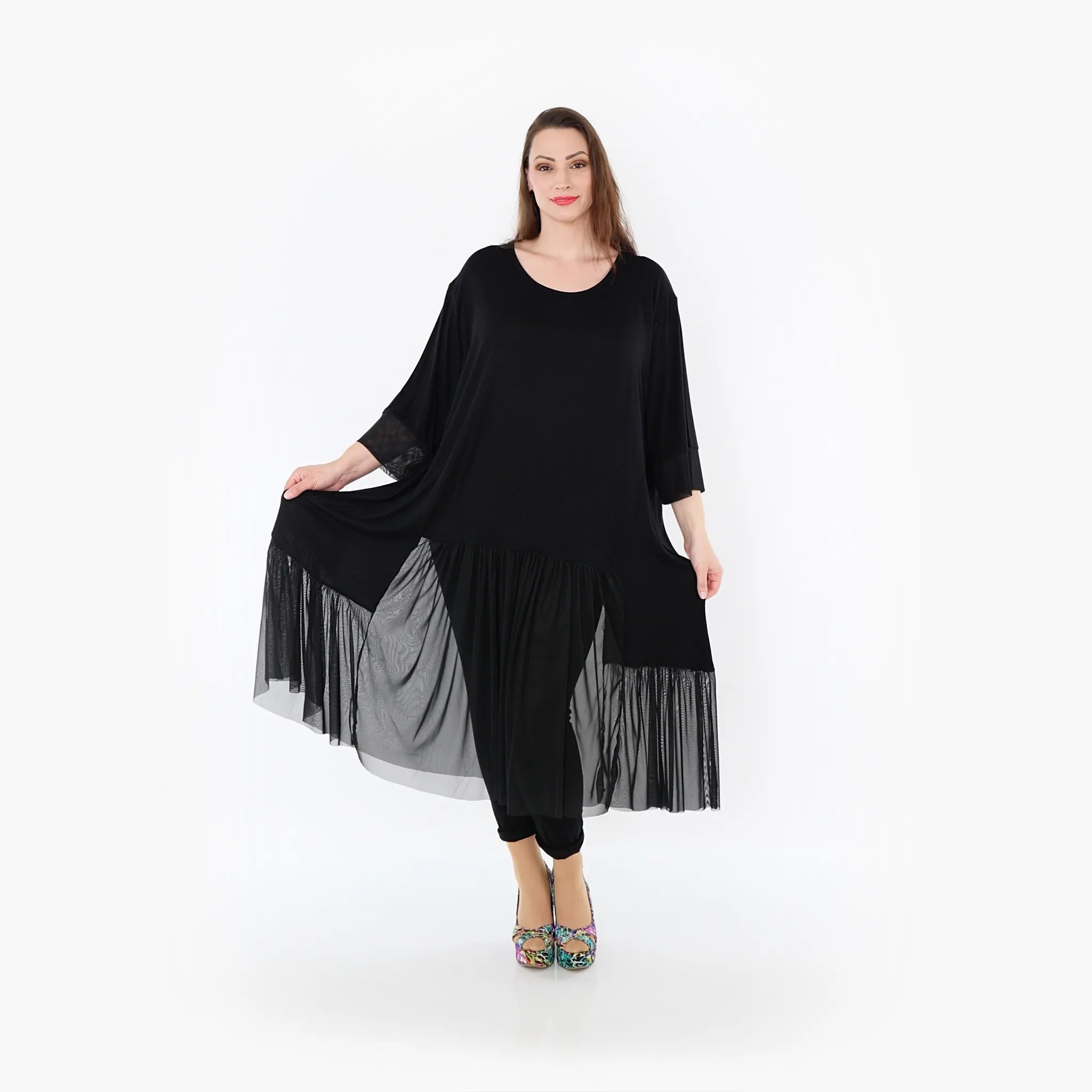  A-Form Kleid von AKH Fashion aus Materialmix, 1457.07048, Schwarz, Ausgefallen, Zeitlos
