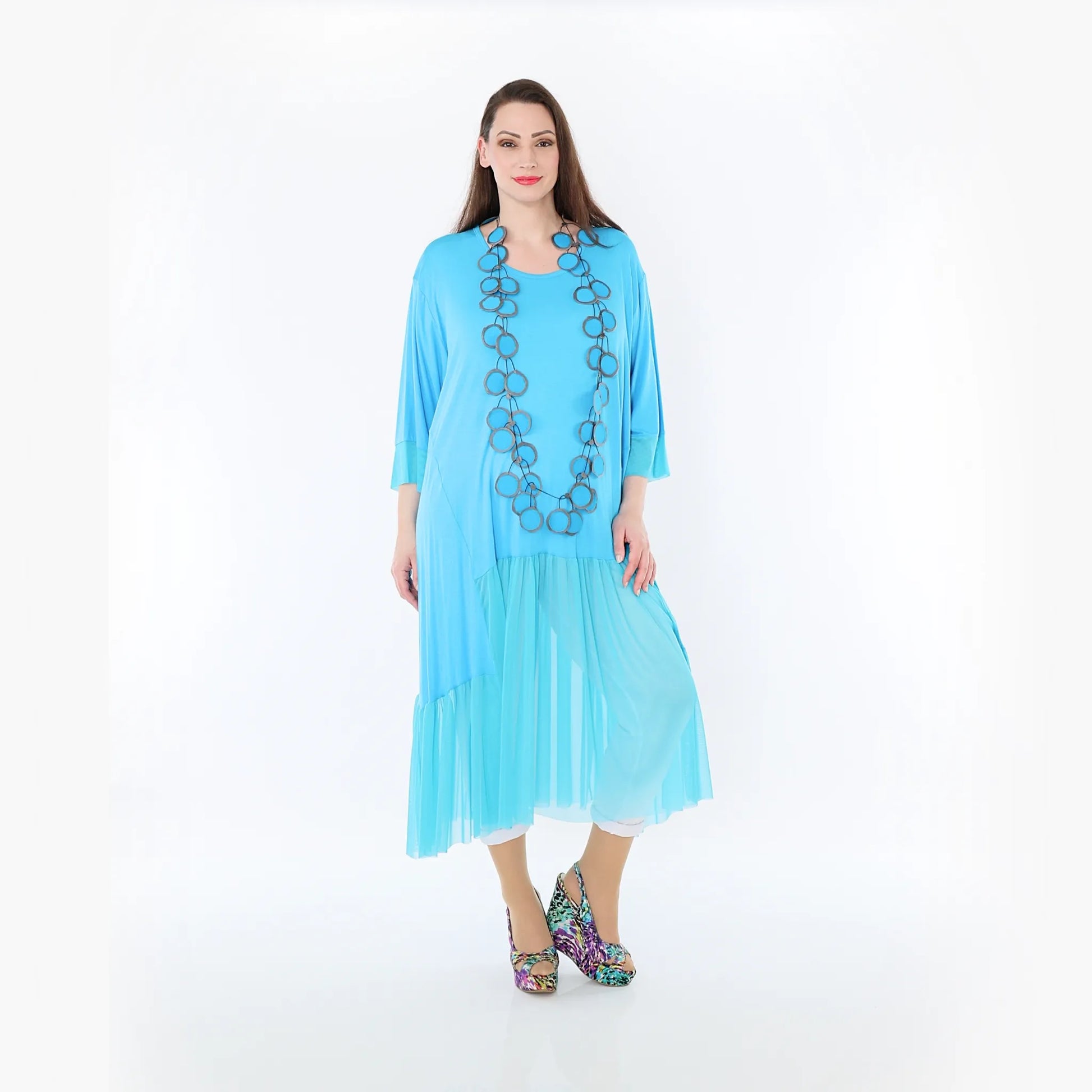  A-Form Kleid von AKH Fashion aus Materialmix, 1457.07048, Türkis, Ausgefallen, Zeitlos