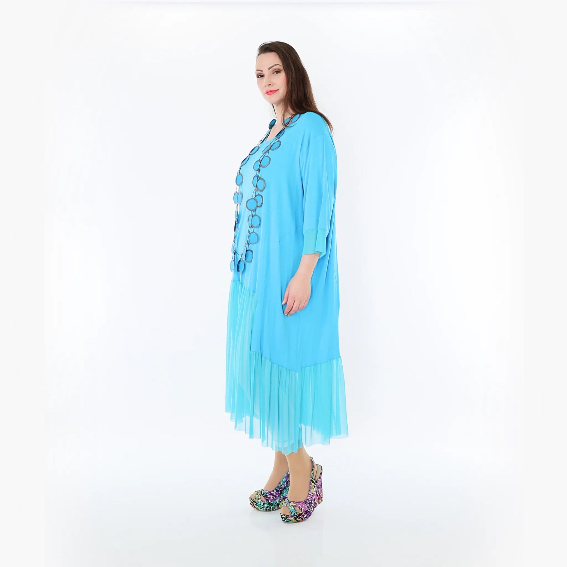  A-Form Kleid von AKH Fashion aus Materialmix, 1457.07048, Türkis, Ausgefallen, Zeitlos