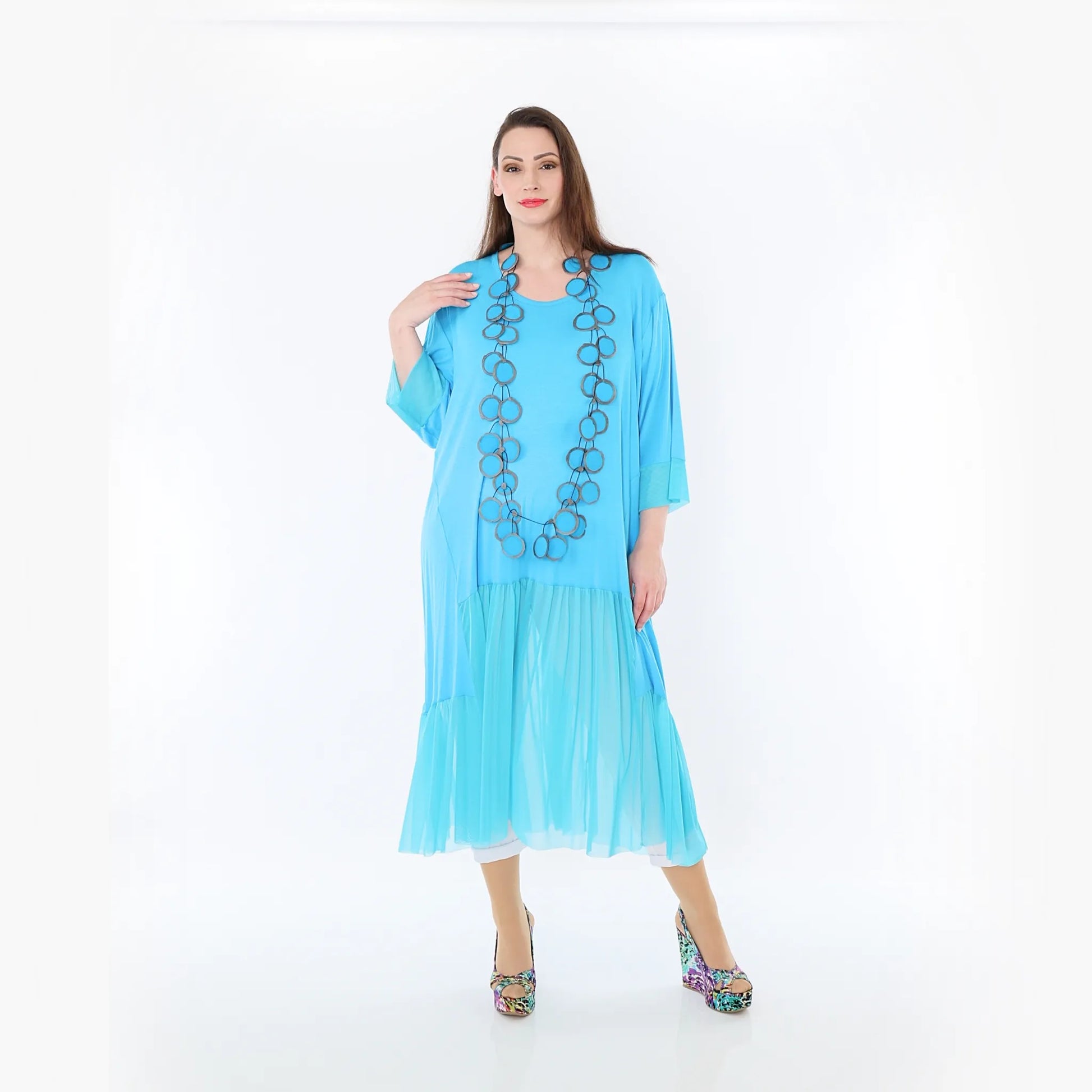  A-Form Kleid von AKH Fashion aus Materialmix, 1457.07048, Türkis, Ausgefallen, Zeitlos