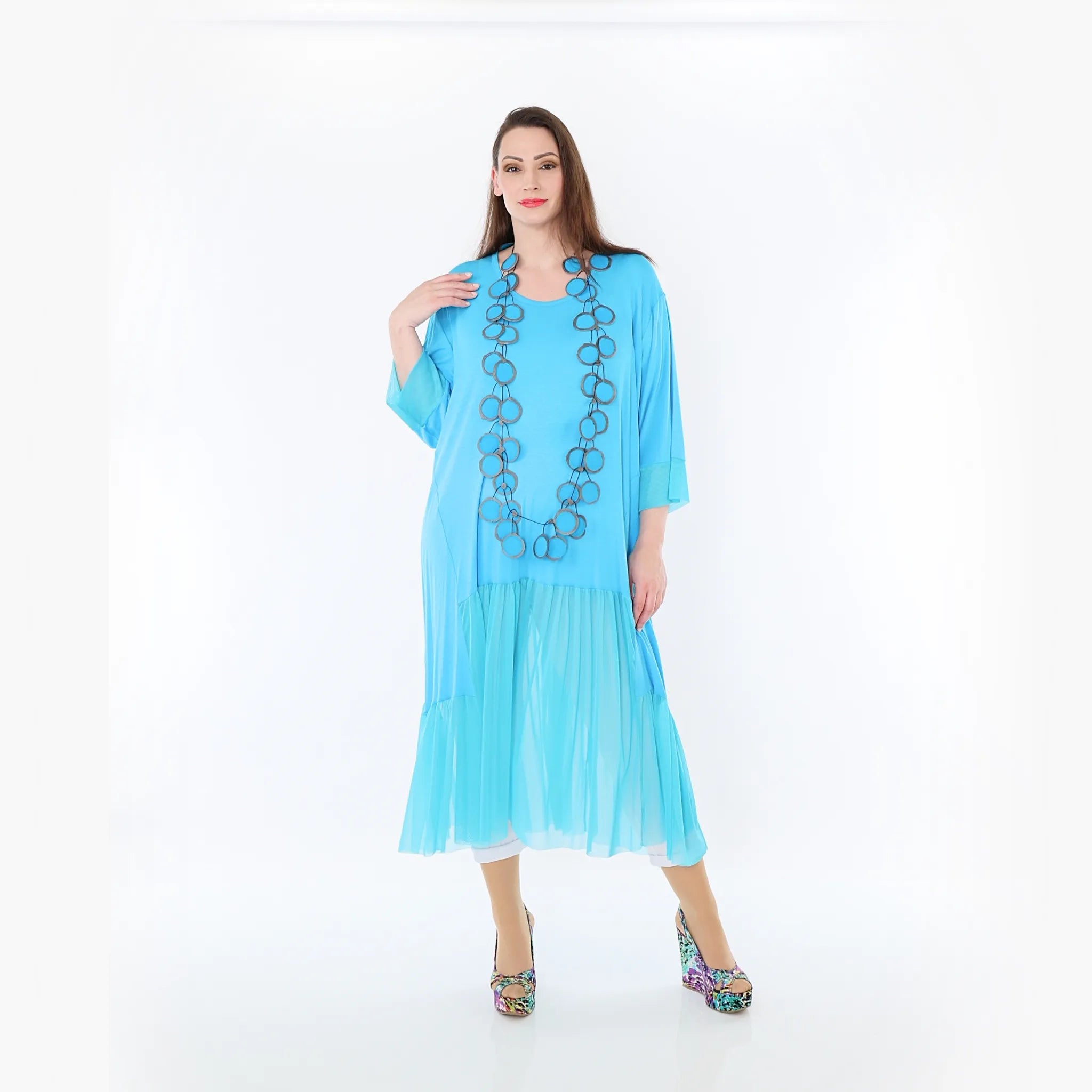  A-Form Kleid von AKH Fashion aus Materialmix, 1457.07048, Türkis, Ausgefallen, Zeitlos