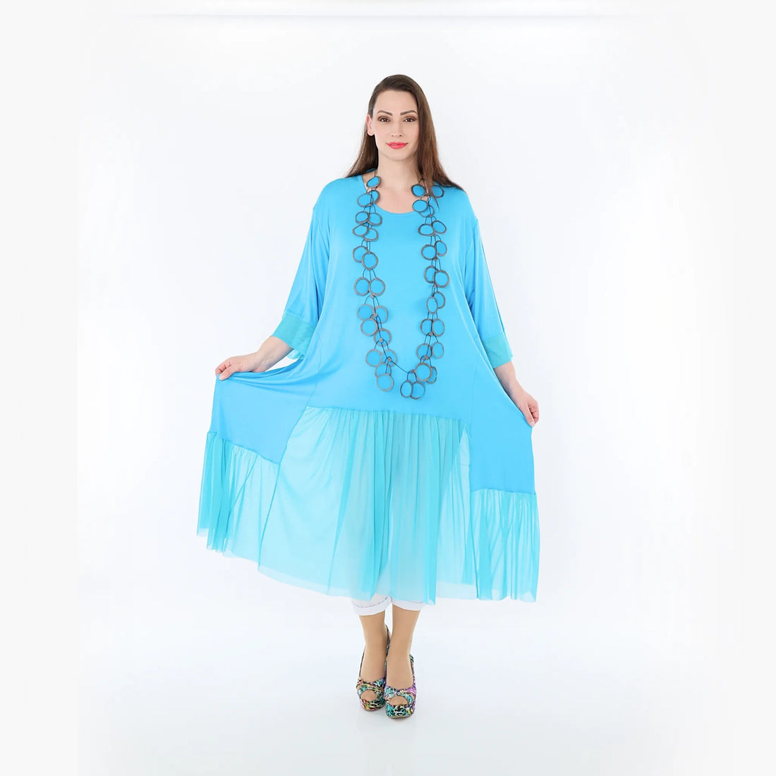  A-Form Kleid von AKH Fashion aus Materialmix, 1457.07048, Türkis, Ausgefallen, Zeitlos