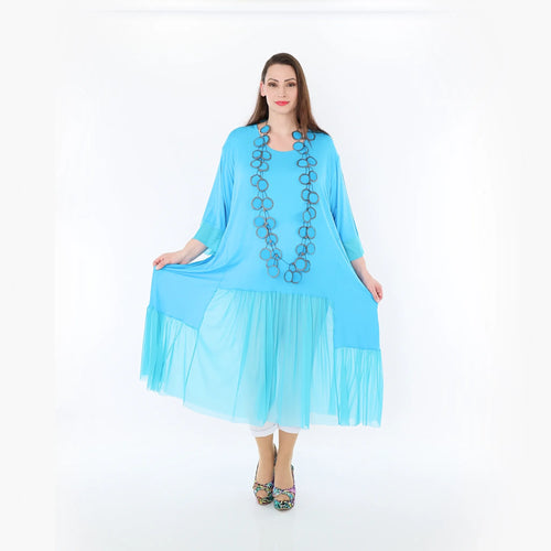 A-Form Kleid von AKH Fashion aus Materialmix, 1457.07048, Türkis, Ausgefallen, Zeitlos
