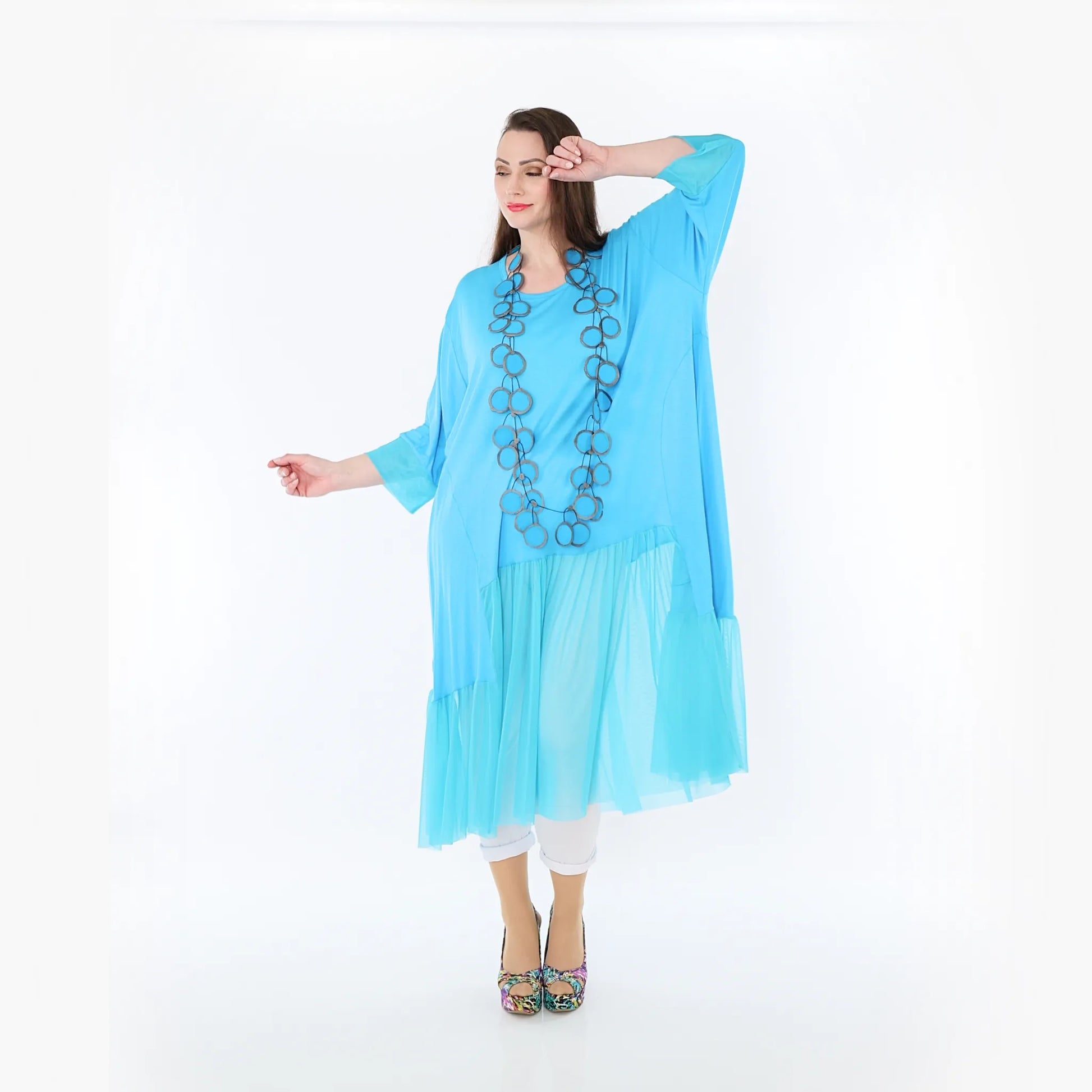  A-Form Kleid von AKH Fashion aus Materialmix, 1457.07048, Türkis, Ausgefallen, Zeitlos