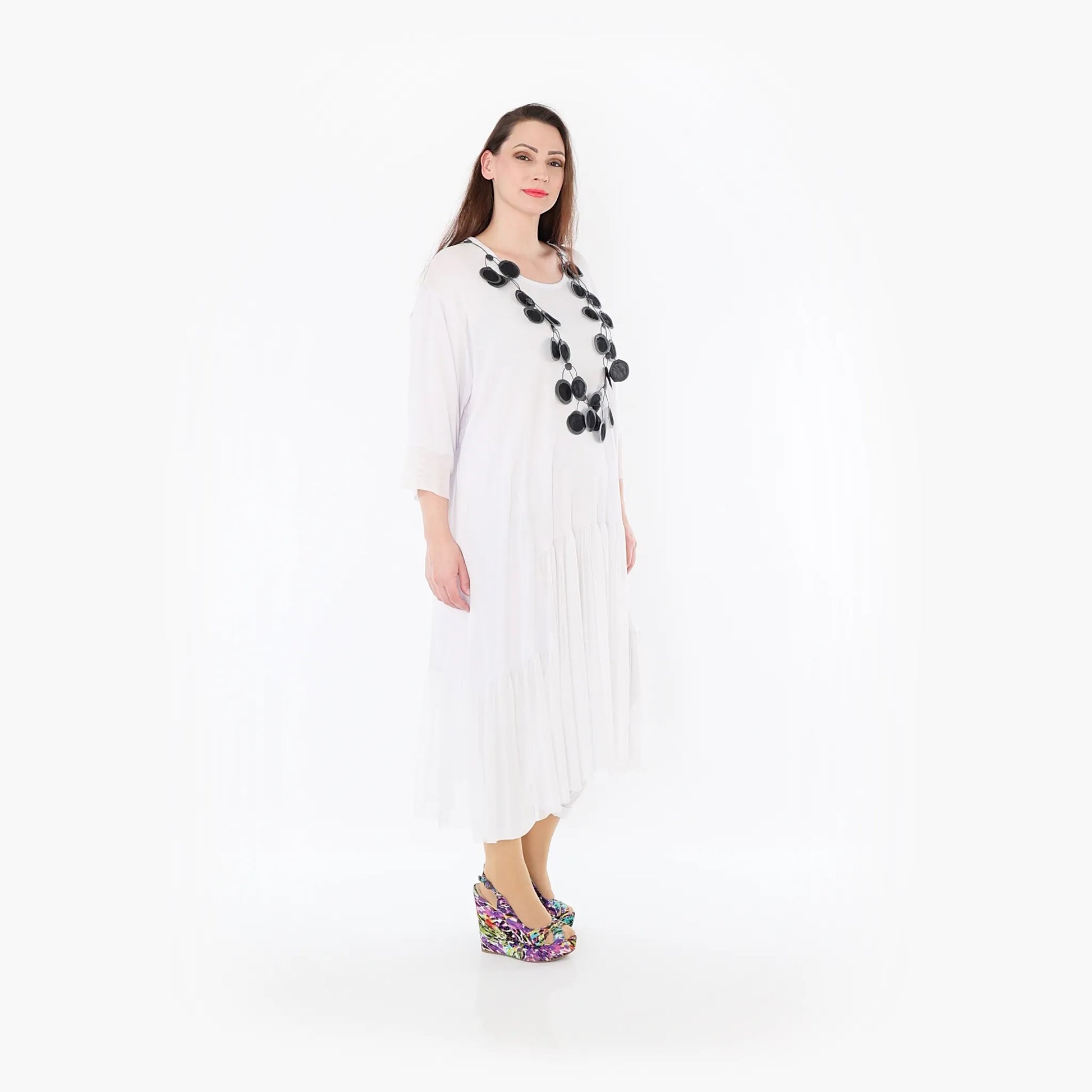  A-Form Kleid von AKH Fashion aus Materialmix, 1457.07048, Weiß, Ausgefallen, Zeitlos