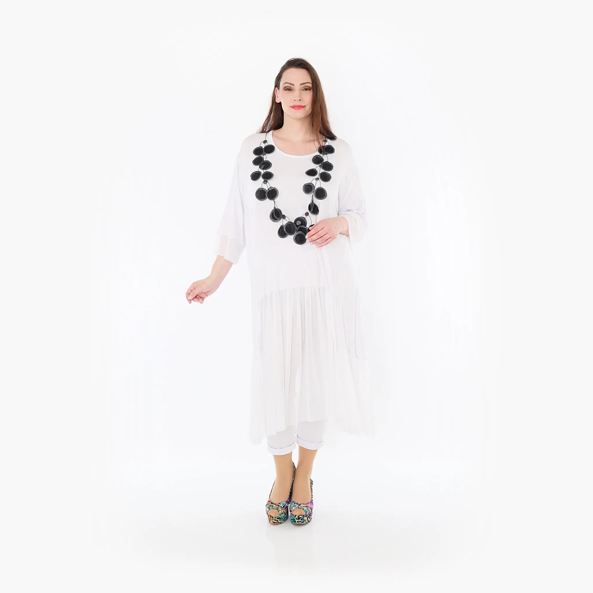  A-Form Kleid von AKH Fashion aus Materialmix, 1457.07048, Weiß, Ausgefallen, Zeitlos