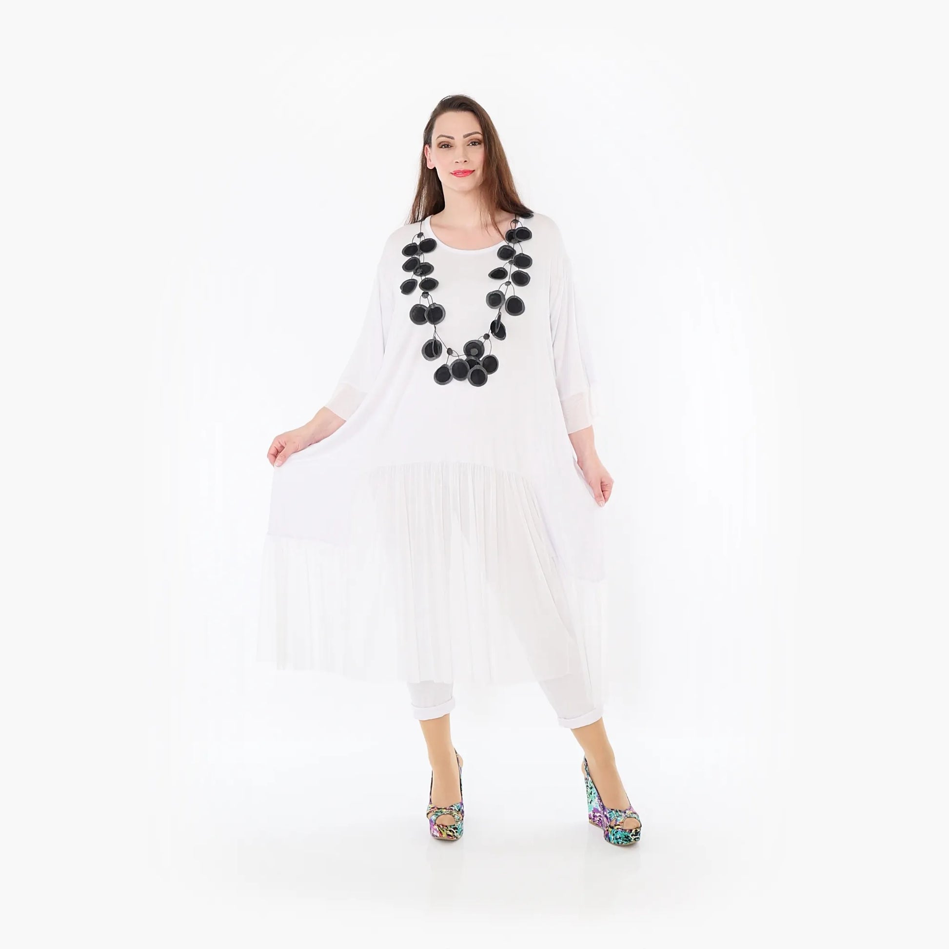  A-Form Kleid von AKH Fashion aus Materialmix, 1457.07048, Weiß, Ausgefallen, Zeitlos