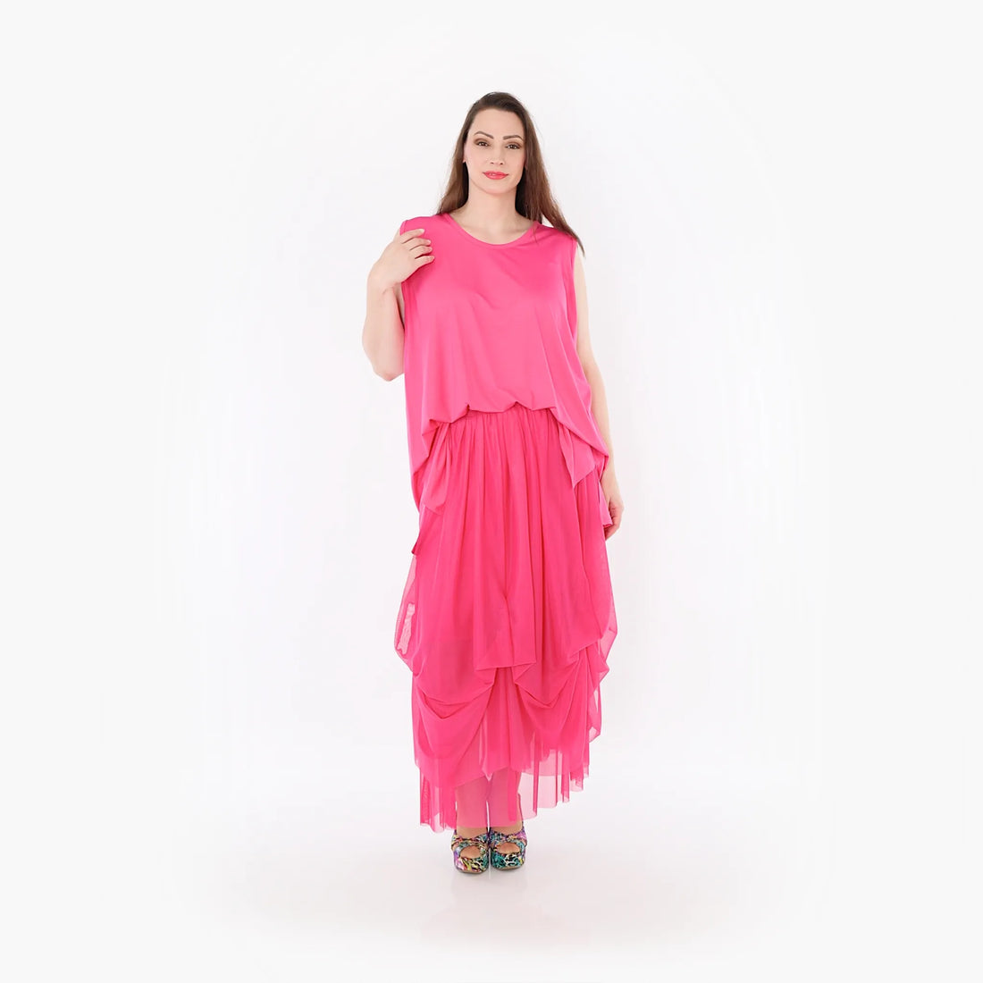  Ballonrock von AKH Fashion aus Materialmix, 1457.07049, Fuchsia, Ausgefallen, Zeitlos