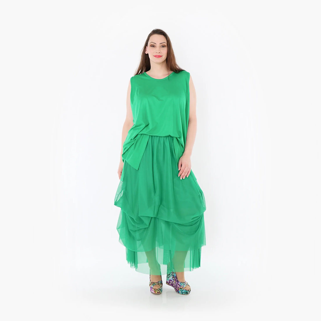  Ballonrock von AKH Fashion aus Materialmix, 1457.07049, Grün, Ausgefallen, Zeitlos, Schick