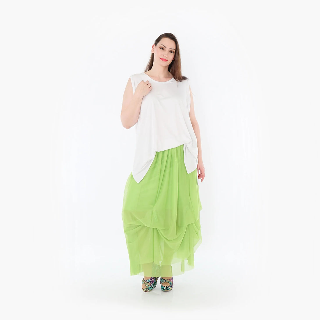  Ballonrock von AKH Fashion aus Materialmix, 1457.07049, Lime, Ausgefallen, Zeitlos, Schick