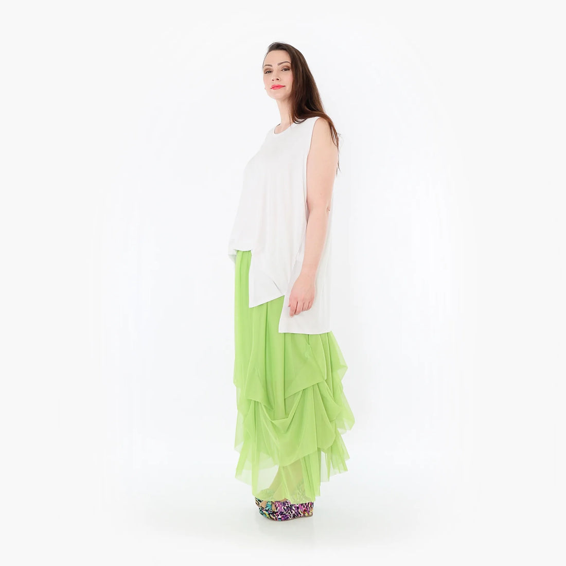  Ballonrock von AKH Fashion aus Materialmix, 1457.07049, Lime, Ausgefallen, Zeitlos, Schick