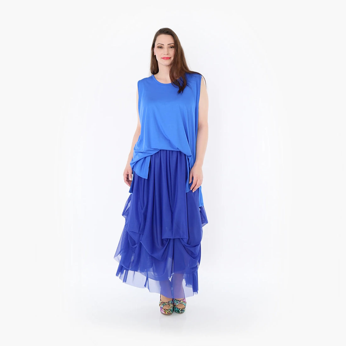  Ballonrock von AKH Fashion aus Materialmix, 1457.07049, Royalblau, Ausgefallen, Zeitlos