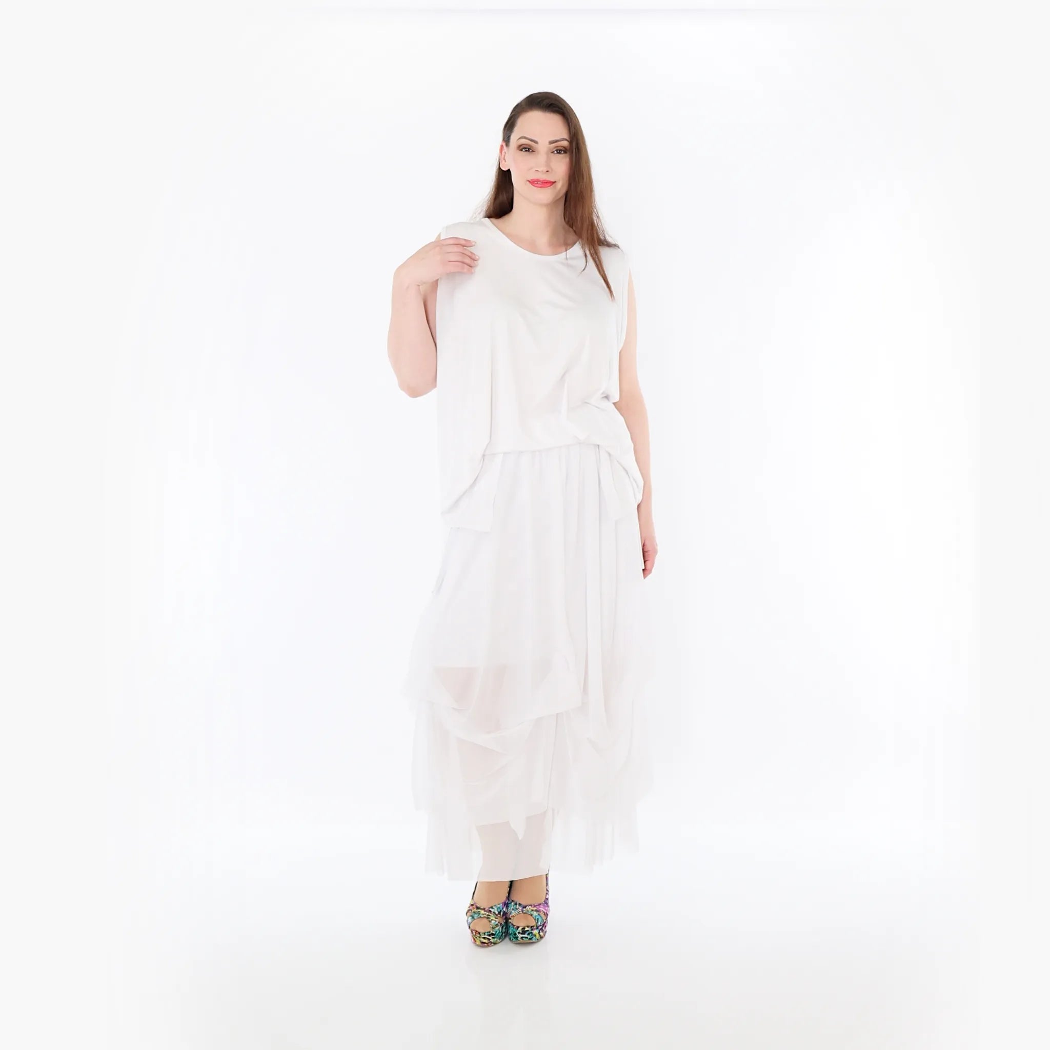  Ballonrock von AKH Fashion aus Materialmix, 1457.07049, Weiß, Ausgefallen, Zeitlos, Schick