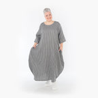  Ballonkleid von AKH Fashion aus Baumwolle, 1461.01926, Grau/Weiß, Streifen, Ausgefallen