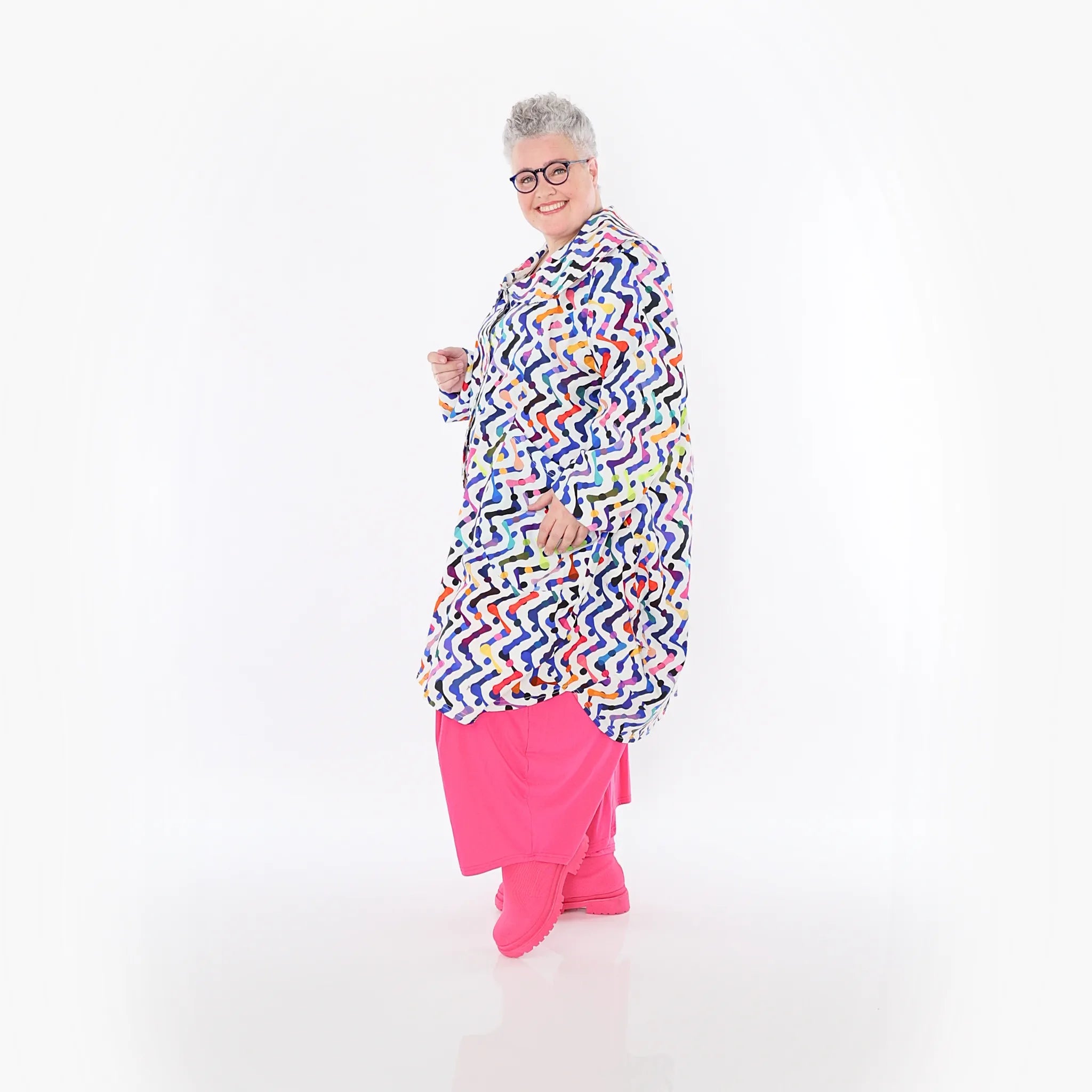 Ballonmantel von AKH Fashion aus Baumwolle, 1462.06928, Weiß/Multicolor, Muster, Schick