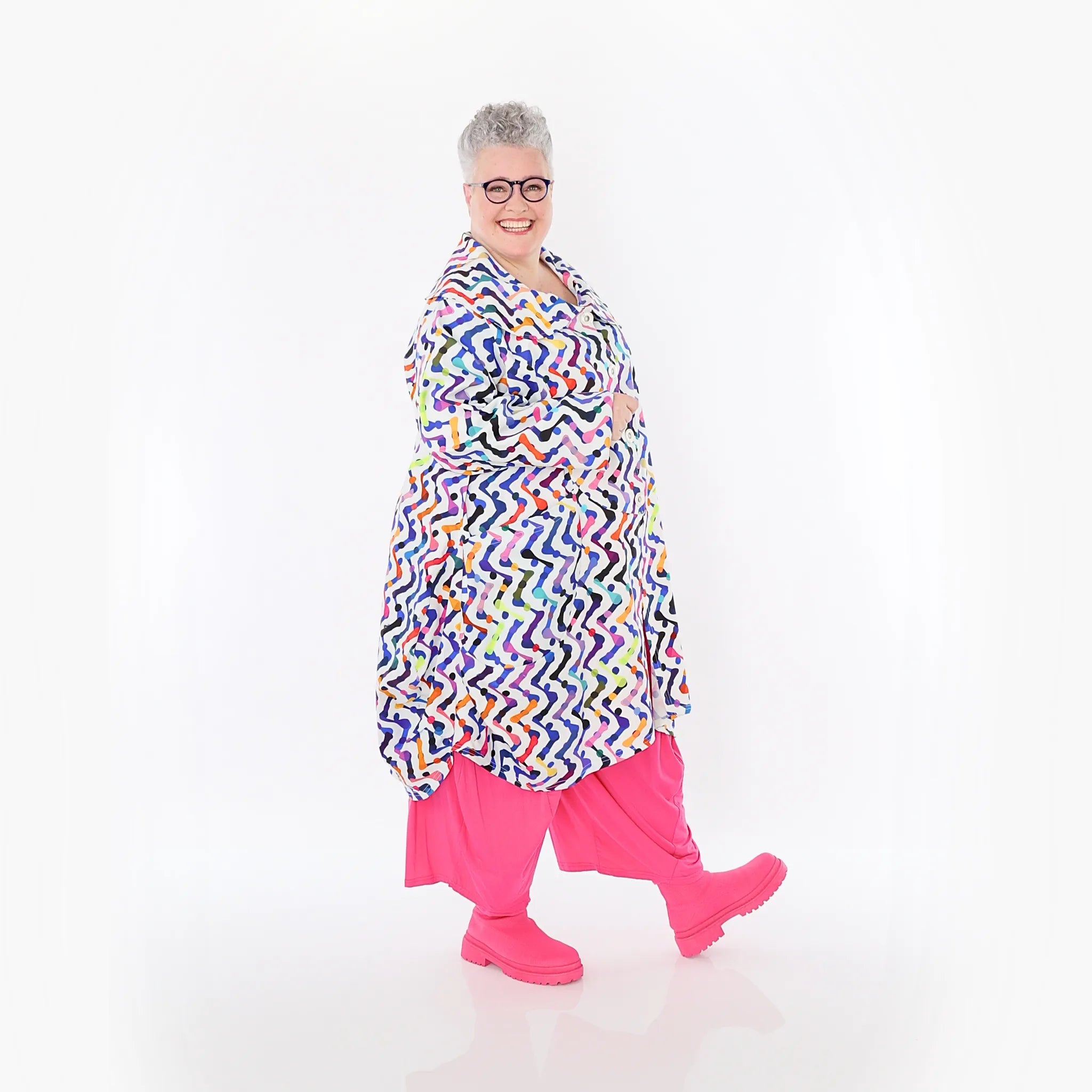 Ballonmantel von AKH Fashion aus Baumwolle, 1462.06928, Weiß/Multicolor, Muster, Schick