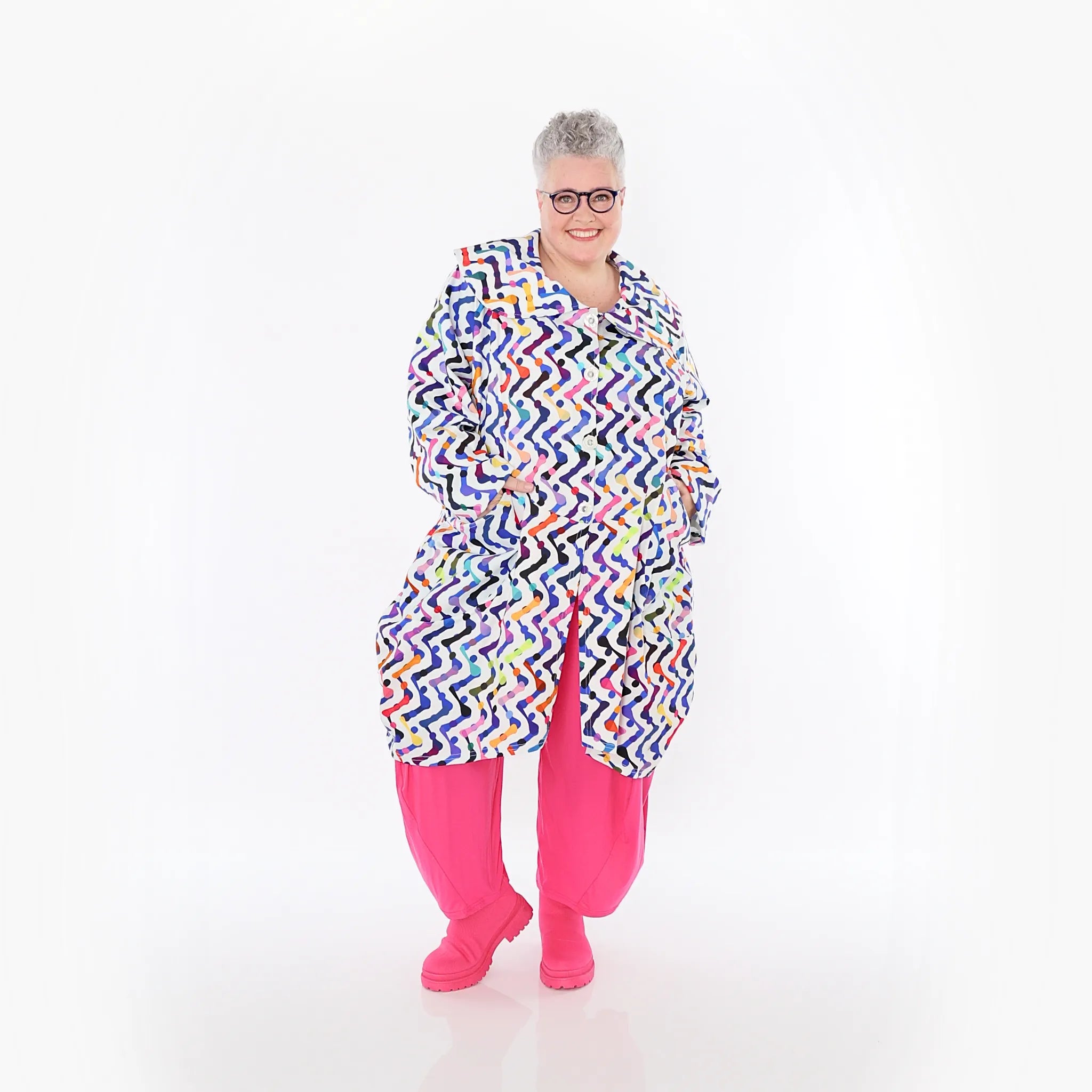 Ballonmantel von AKH Fashion aus Baumwolle, 1462.06928, Weiß/Multicolor, Muster, Schick