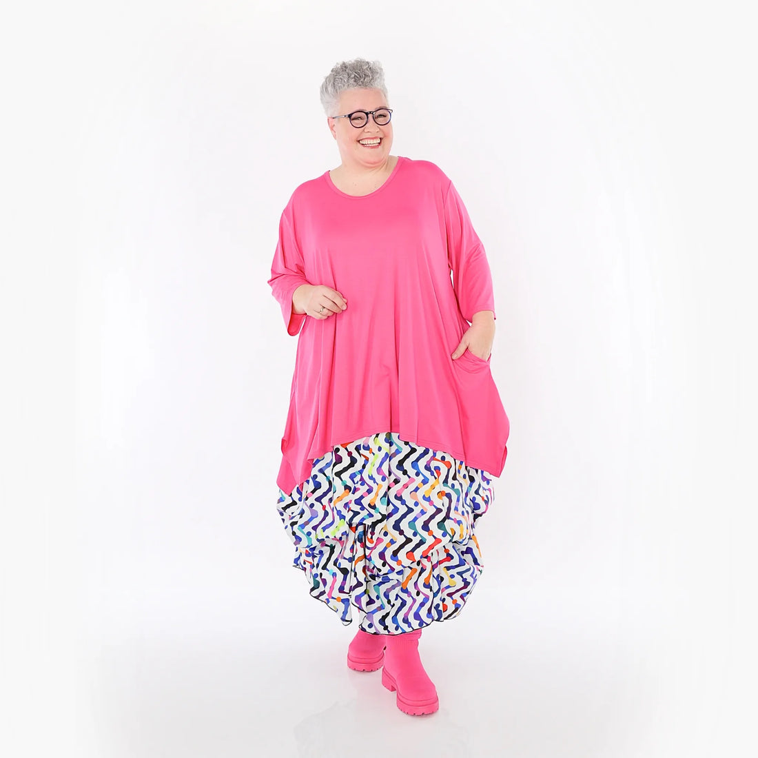  Ballonrock von AKH Fashion aus Baumwolle, 1462.07559, Weiß/Multicolor, Muster, Schick