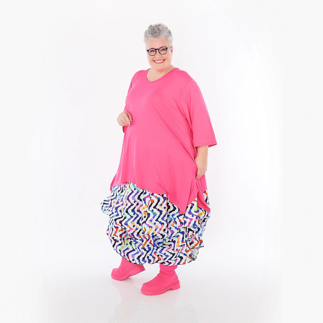  Ballonrock von AKH Fashion aus Baumwolle, 1462.07559, Weiß/Multicolor, Muster, Schick
