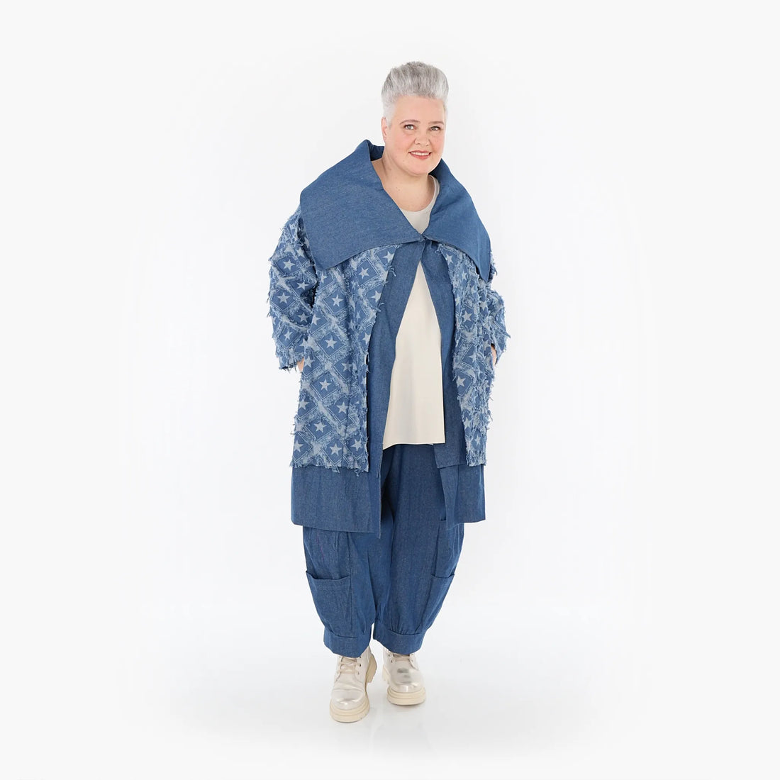  AKH Fashion Jacke in gerader Form, aus Baumwolle, 1464.07053, Jeansblau/Grau, Raute