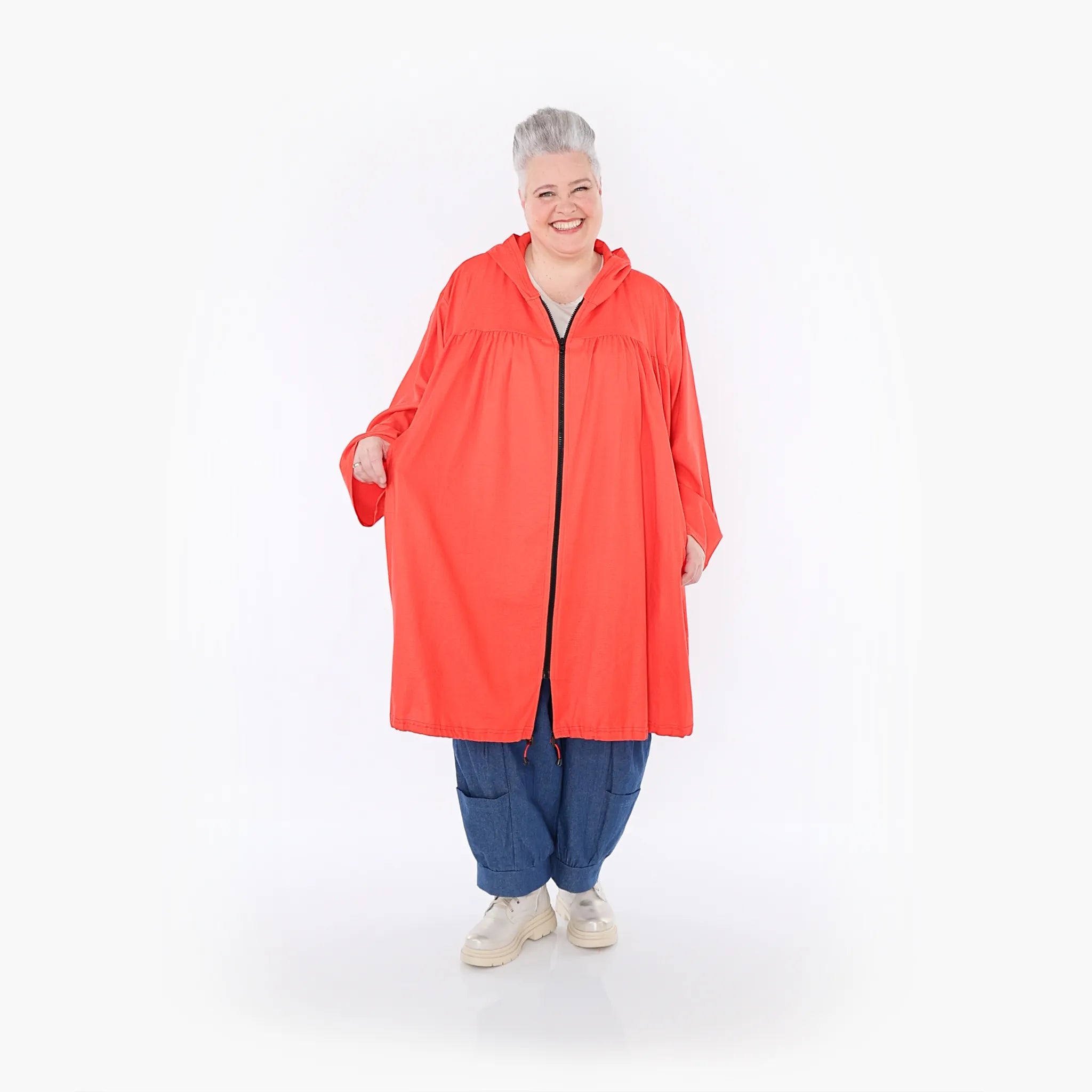  AKH Fashion Jacke in gerader Form, aus Baumwolle, 1465.07045, Rot, Ausgefallen, Zeitlos