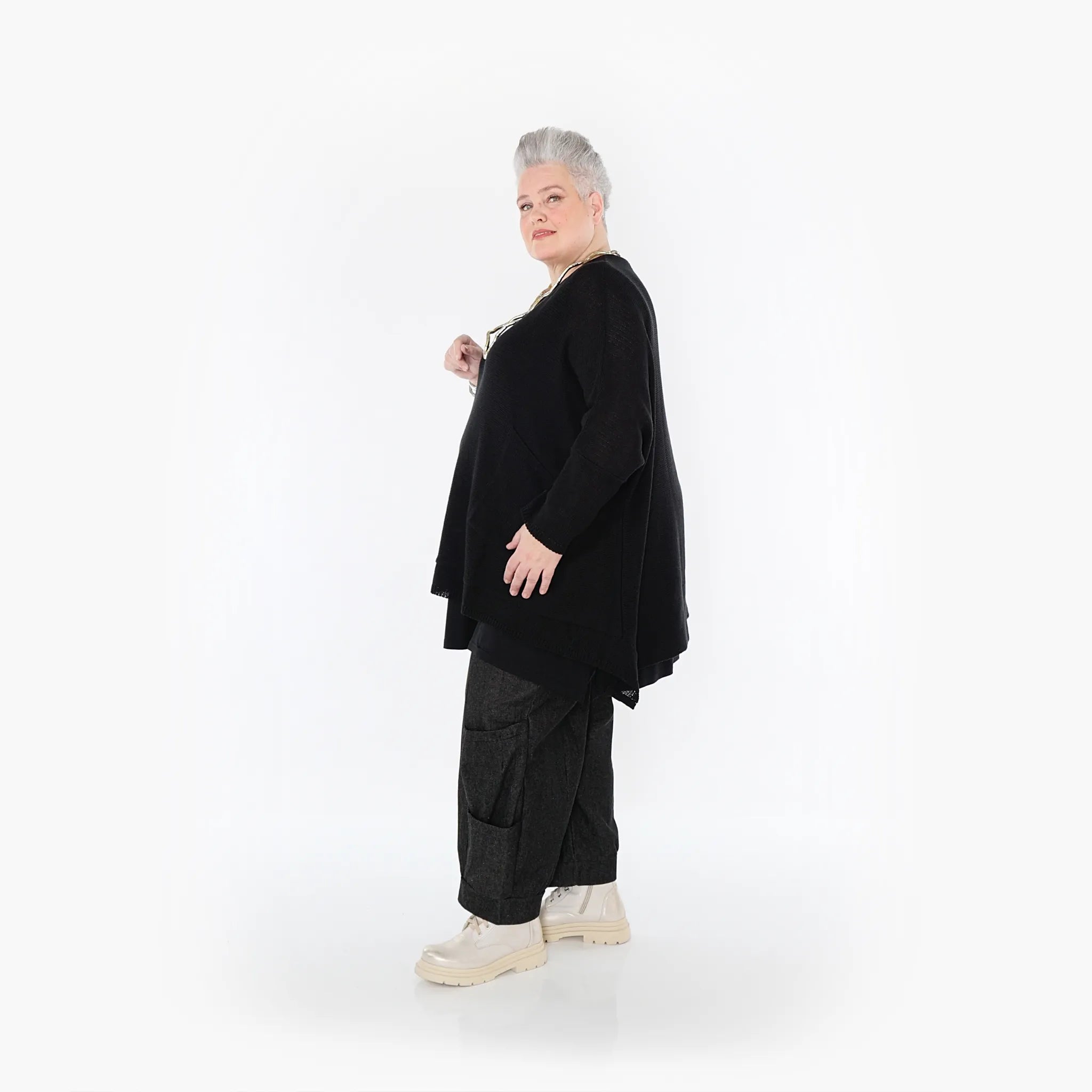  AKH Fashion Hose in gerader Form, aus Polyester, 1466.06556, Schwarz, Ausgefallen, Zeitlos