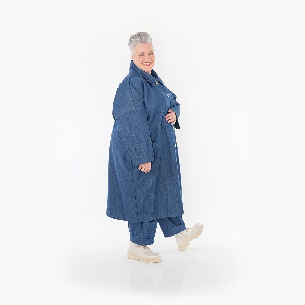  AKH Fashion Mantel in gerader Form, aus Polyester, 1466.07041, Jeansblau, Ausgefallen