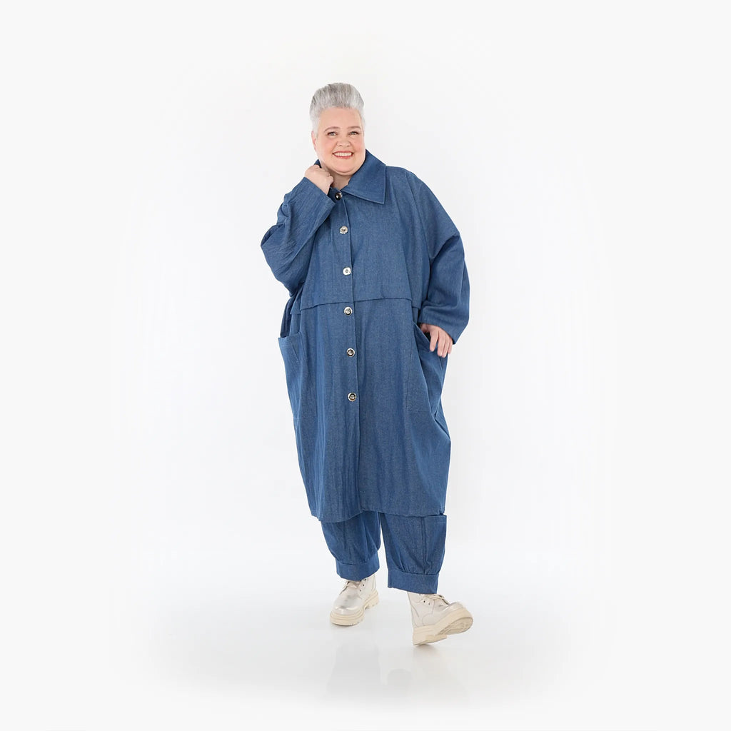  AKH Fashion Mantel in gerader Form, aus Polyester, 1466.07041, Jeansblau, Ausgefallen