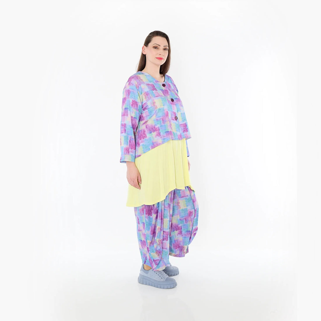  AKH Fashion Jacke in gerundeter Form, aus Viskose, 1469.00130, Multicolor, Farbmix, Schick