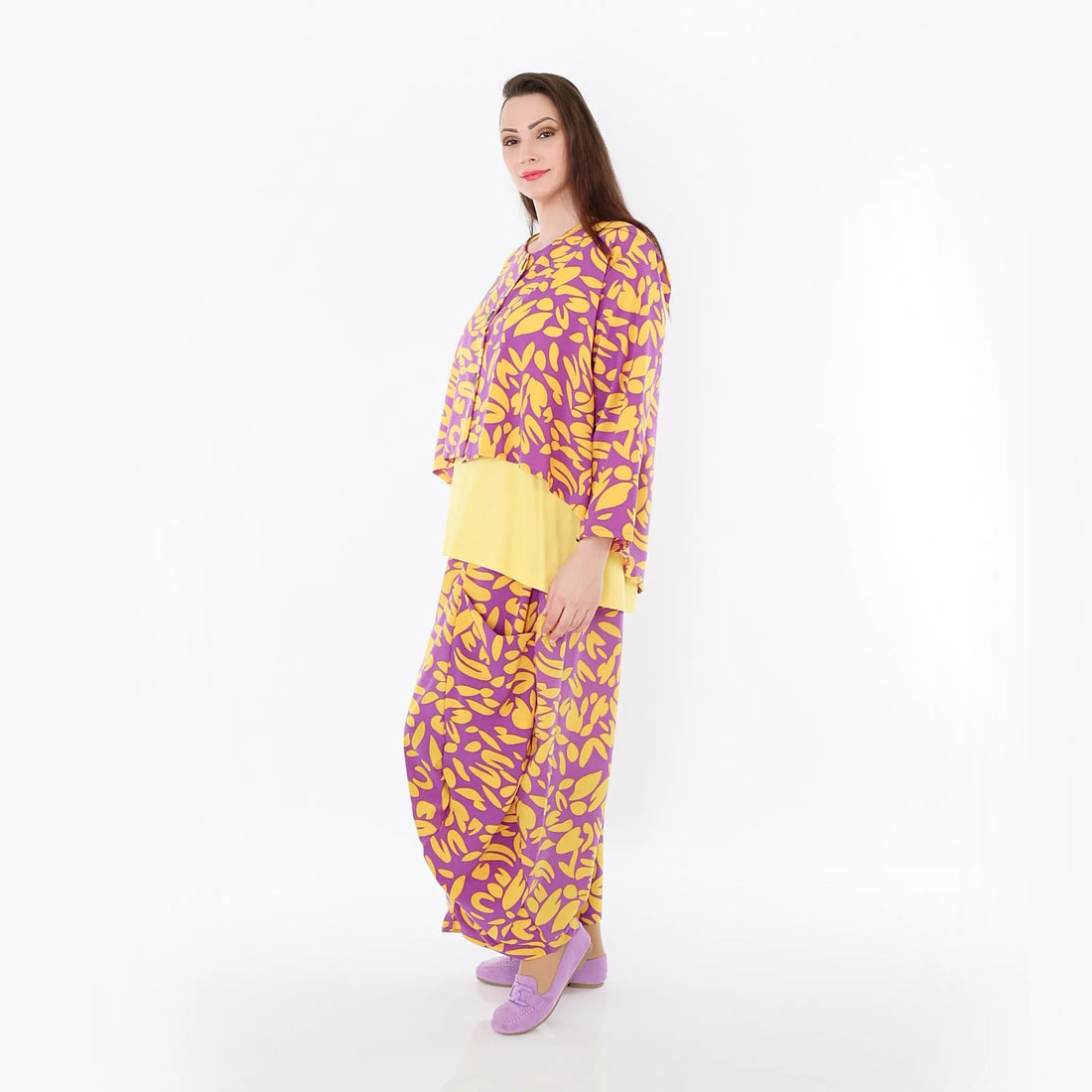  Ballonhose von AKH Fashion aus Viskose, 1470.08069, Flieder/Gelb, Blumen, Ausgefallen