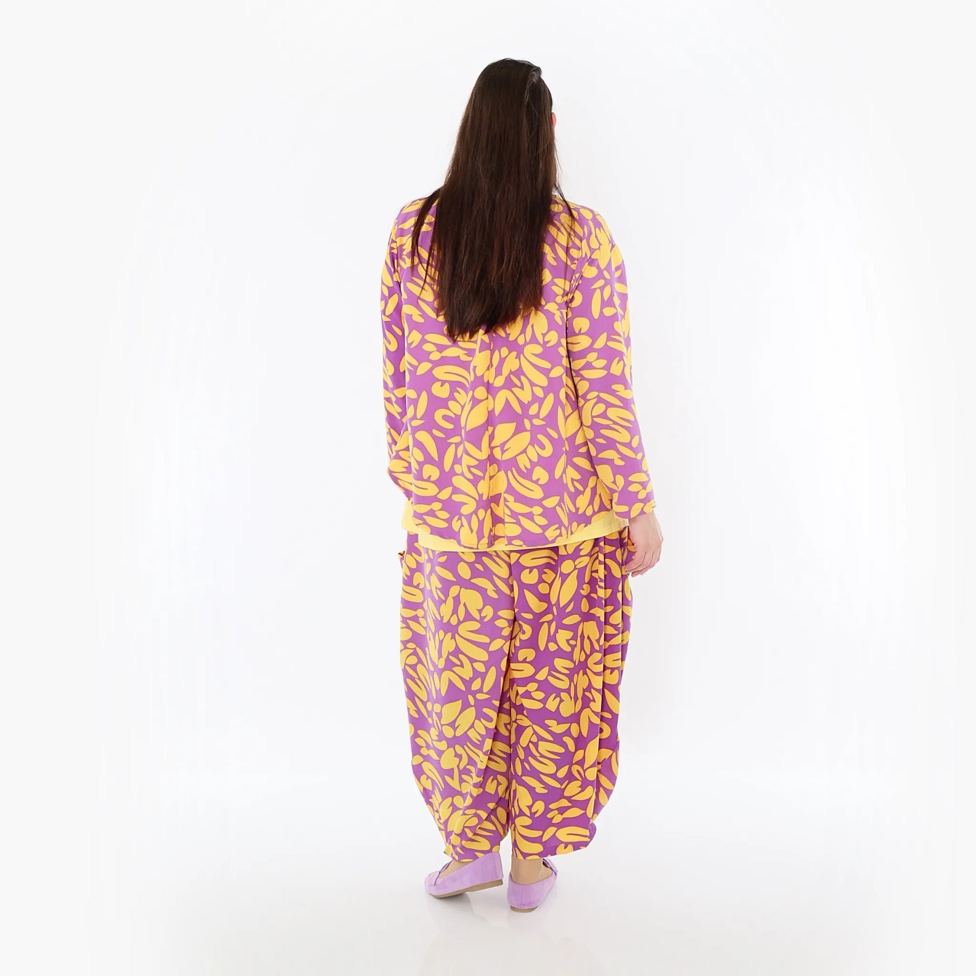  Ballonhose von AKH Fashion aus Viskose, 1470.08069, Flieder/Gelb, Blumen, Ausgefallen