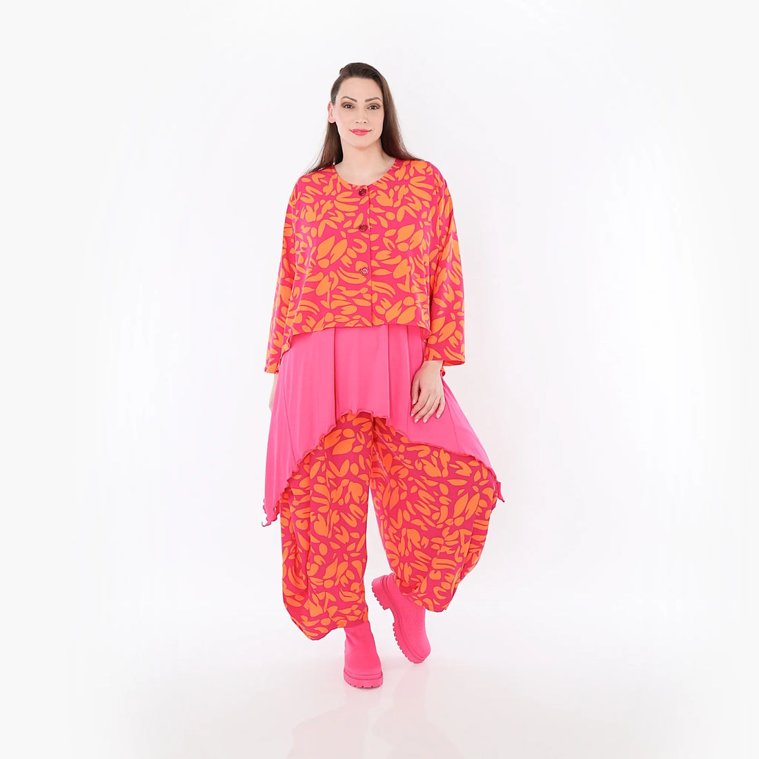  Ballonhose von AKH Fashion aus Viskose, 1470.08069, Fuchsia/Orange, Blumen, Ausgefallen