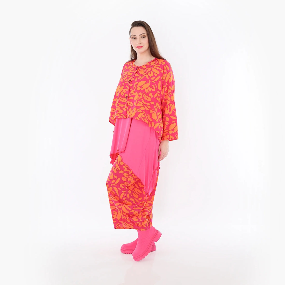  Ballonhose von AKH Fashion aus Viskose, 1470.08069, Fuchsia/Orange, Blumen, Ausgefallen