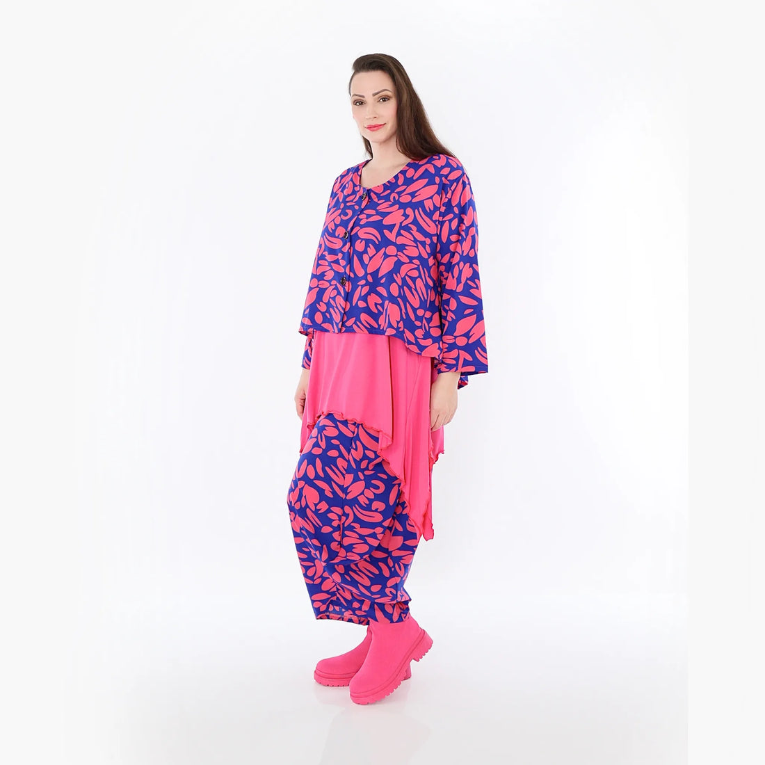  Ballonhose von AKH Fashion aus Viskose, 1470.08069, Royalblau/Pink, Blumen, Ausgefallen