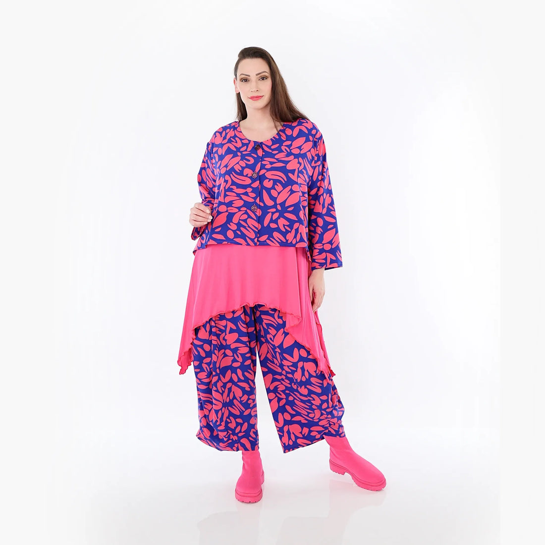  Ballonhose von AKH Fashion aus Viskose, 1470.08069, Royalblau/Pink, Blumen, Ausgefallen