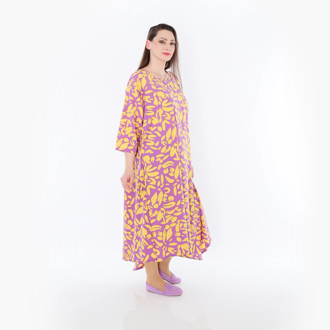  Ballonkleid von AKH Fashion aus Viskose, 1470.01927, Flieder/Gelb, Blumen, Ausgefallen