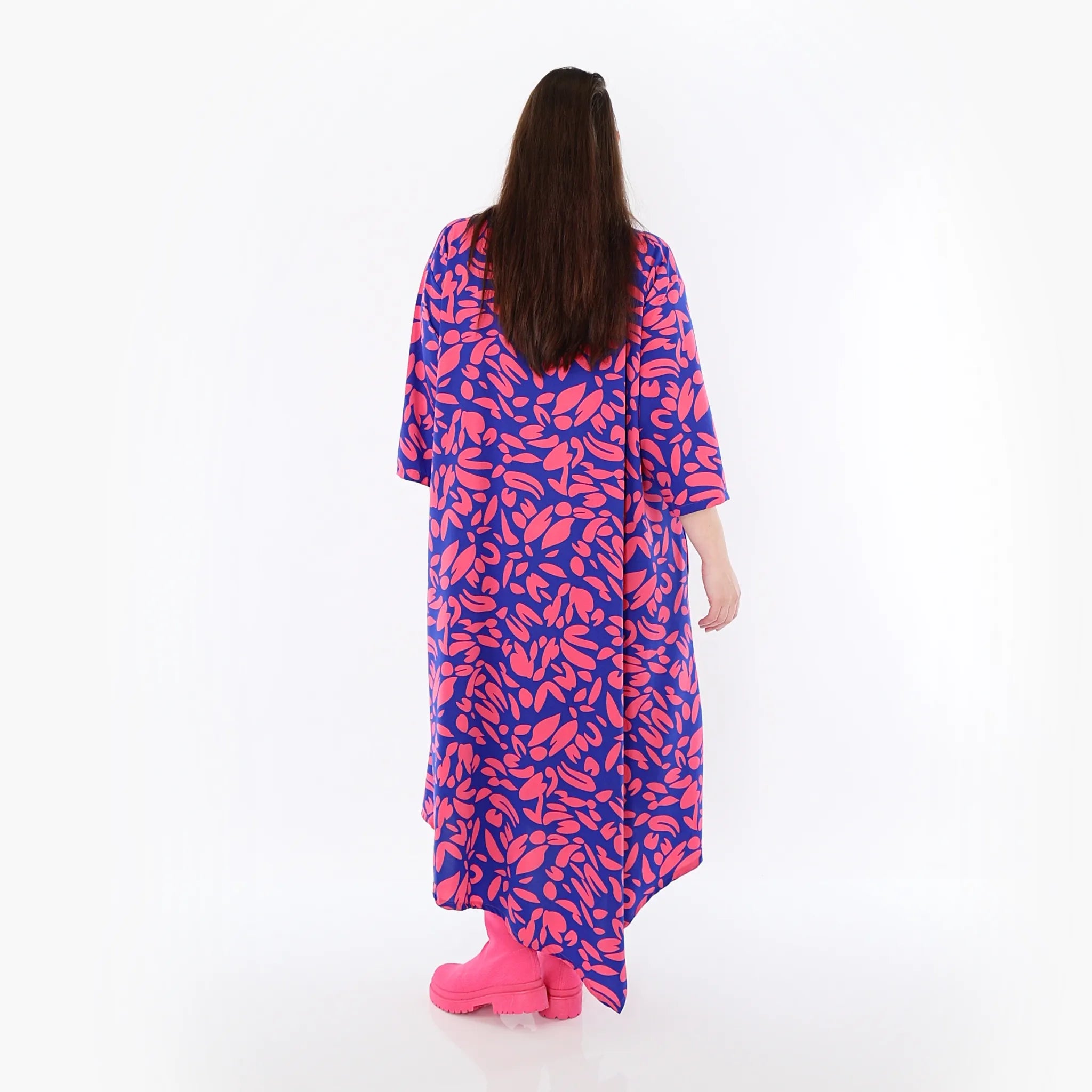  Ballonkleid von AKH Fashion aus Viskose, 1470.01927, Royalblau/Pink, Blumen, Ausgefallen