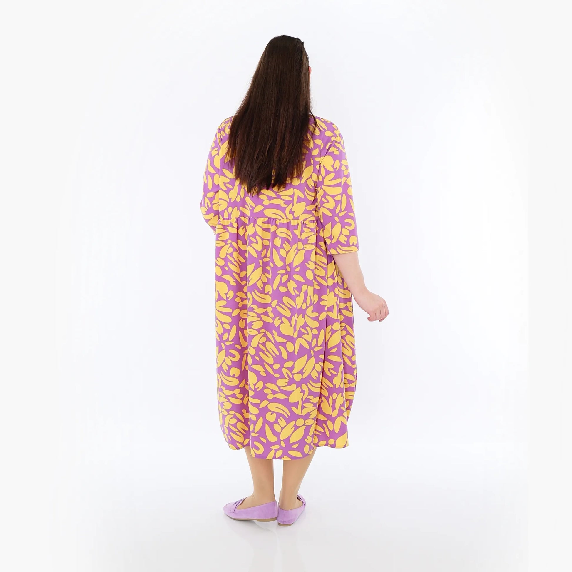  Ballonkleid von AKH Fashion aus Viskose, 1470.06698, Flieder/Gelb, Blumen, Ausgefallen