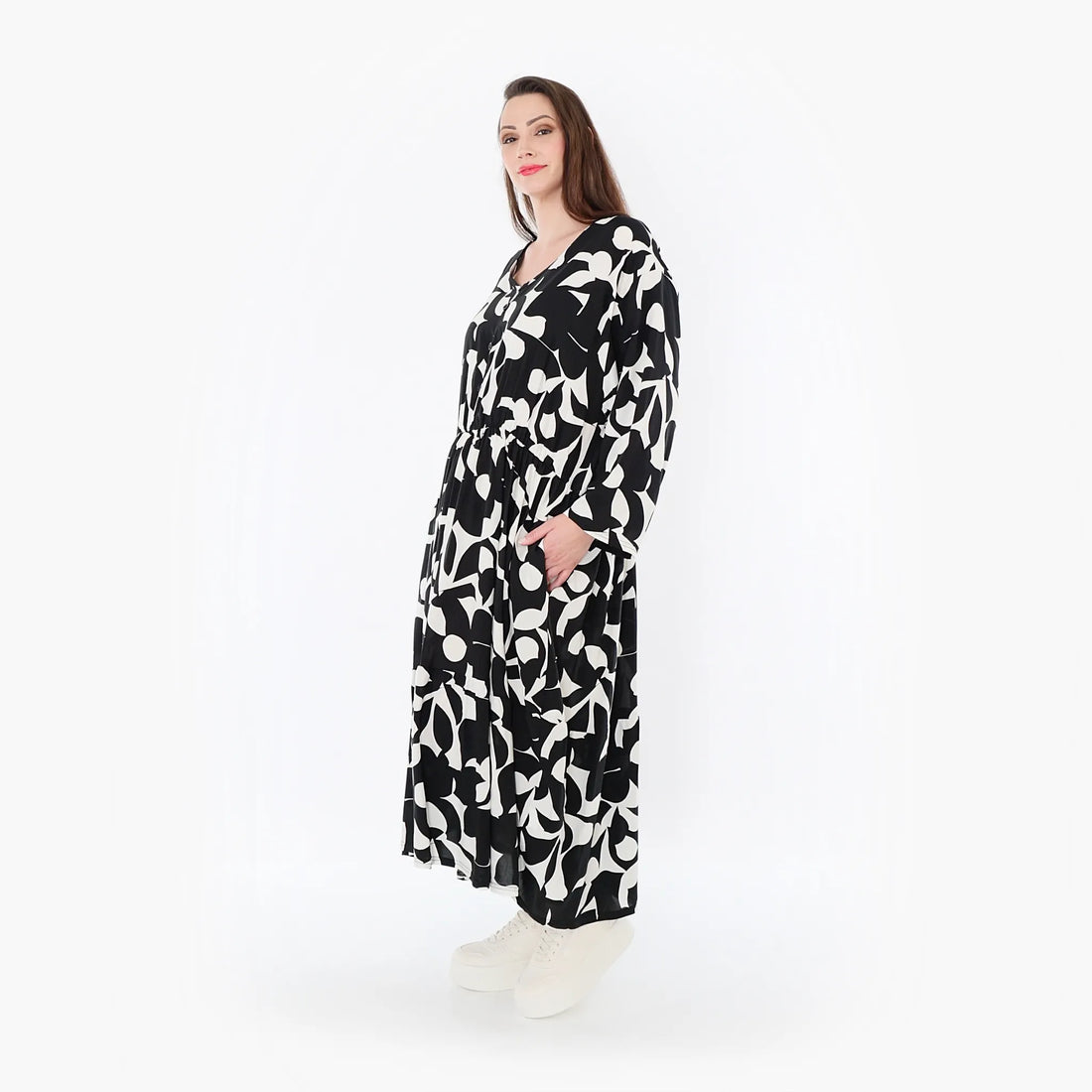  Ballonkleid von AKH Fashion aus Viskose, 1471.07064, Schwarz/Weiß, Muster, Ausgefallen