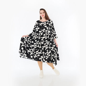  Ballonkleid von AKH Fashion aus Viskose, 1471.07065, Schwarz/Weiß, Muster, Ausgefallen